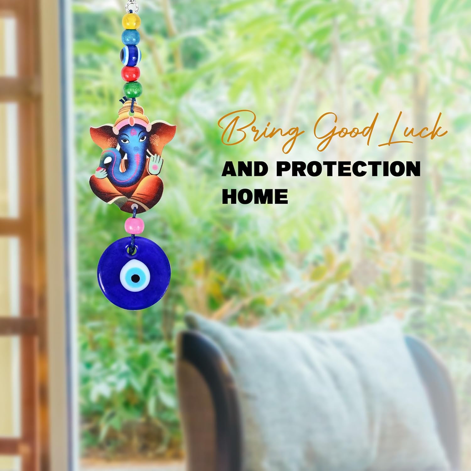 ZAICUS Evil Eye Ganesha Showpiece with Nazar Dosh Nivaran Yantra – Handcrafted Good Luck Charm for Home, Office, Car & Business | Decorative Amulet to Ward Off Negative Energy - Image 5
