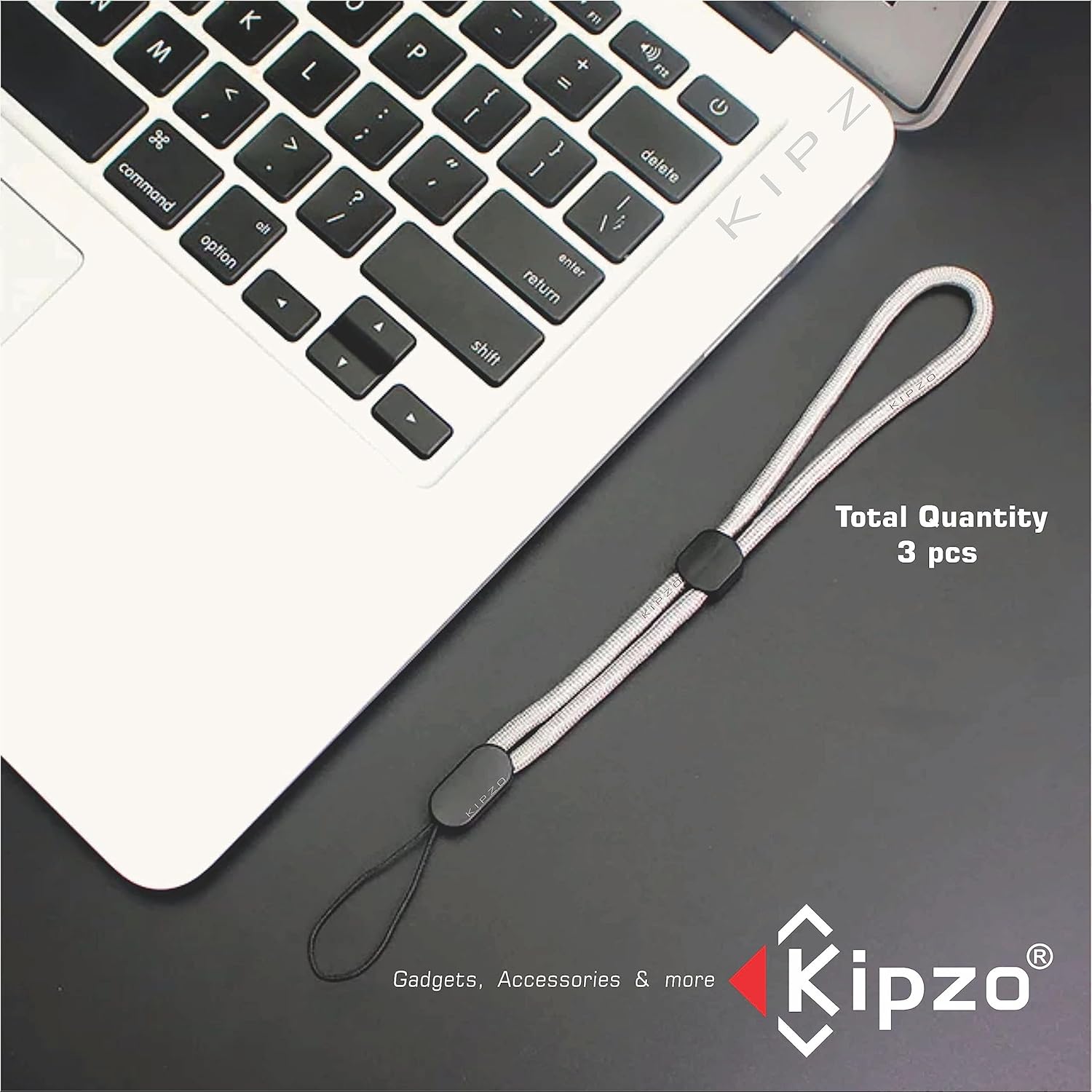 KIPZO® Pack of 3 Grey hand Wrist Lanyards Adjustable strap holder for cell phone Cover case key ring Pen drive Charm grip DIY string cord thread nylon rope charms Wristlet for camera bags speaker - Image 4