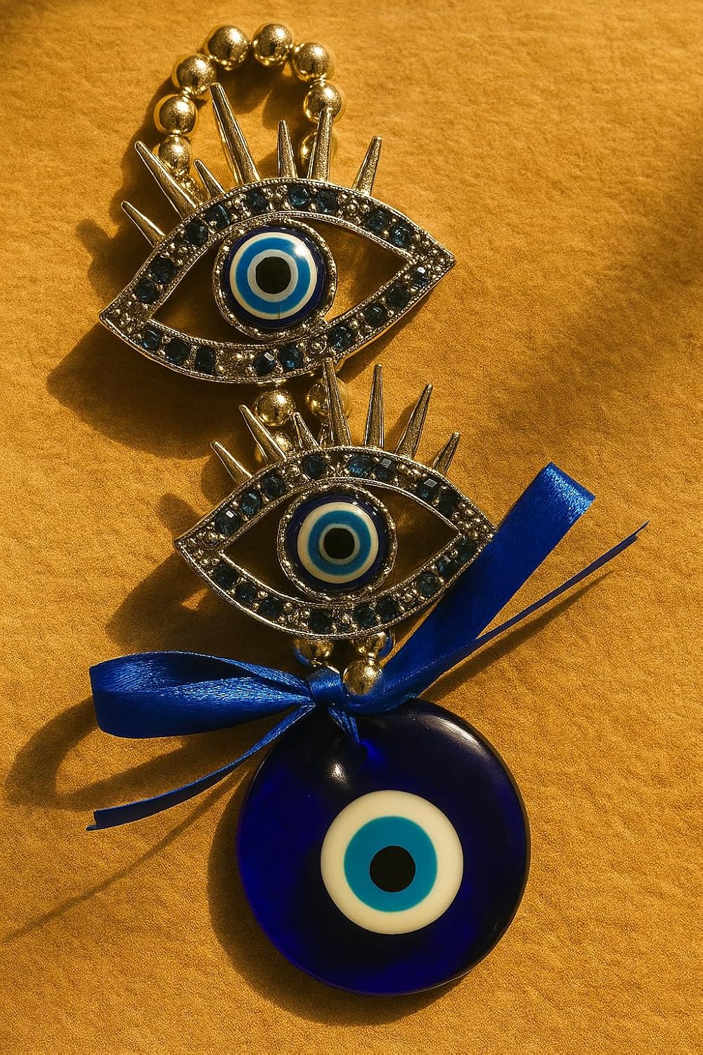 Premium Nazar Battu Evil Eye Protection Talisman for Home (16 cm) – Handcrafted Silver Beads, Thick Blue Glass Charm – Spiritual Décor for Door, Wall, Car – Auto & Family Safety Gift - Image 5
