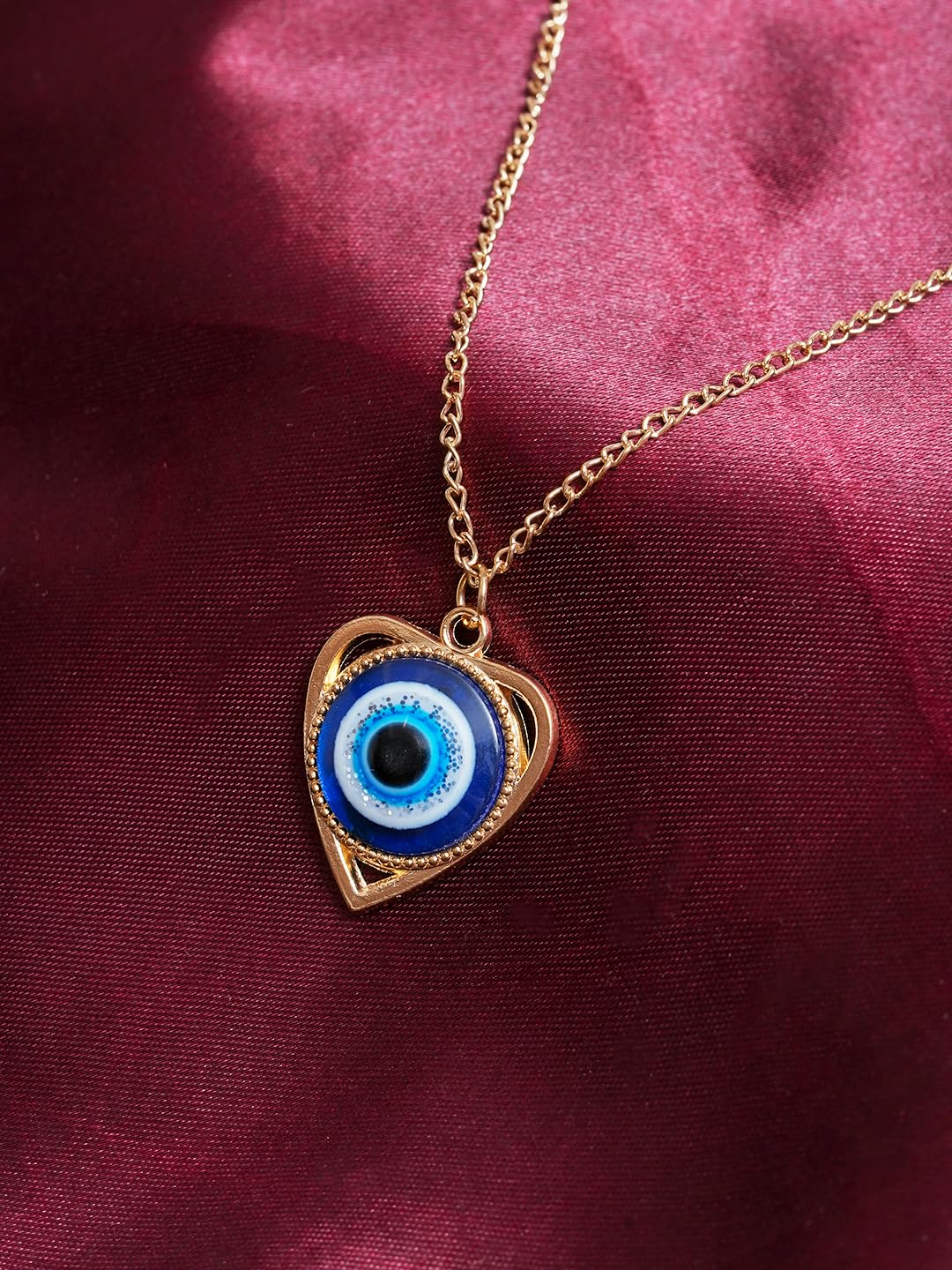 STYOLLO Fancy Golden Evil Eye Protector Metal Chain Necklace Set For Women & Girls | Evil Eye Pendant | Gold Plated Women's Necklaces Fashion Jewellery Sets | Girls' Chains & Necklaces- Pack of 1 - Image 4