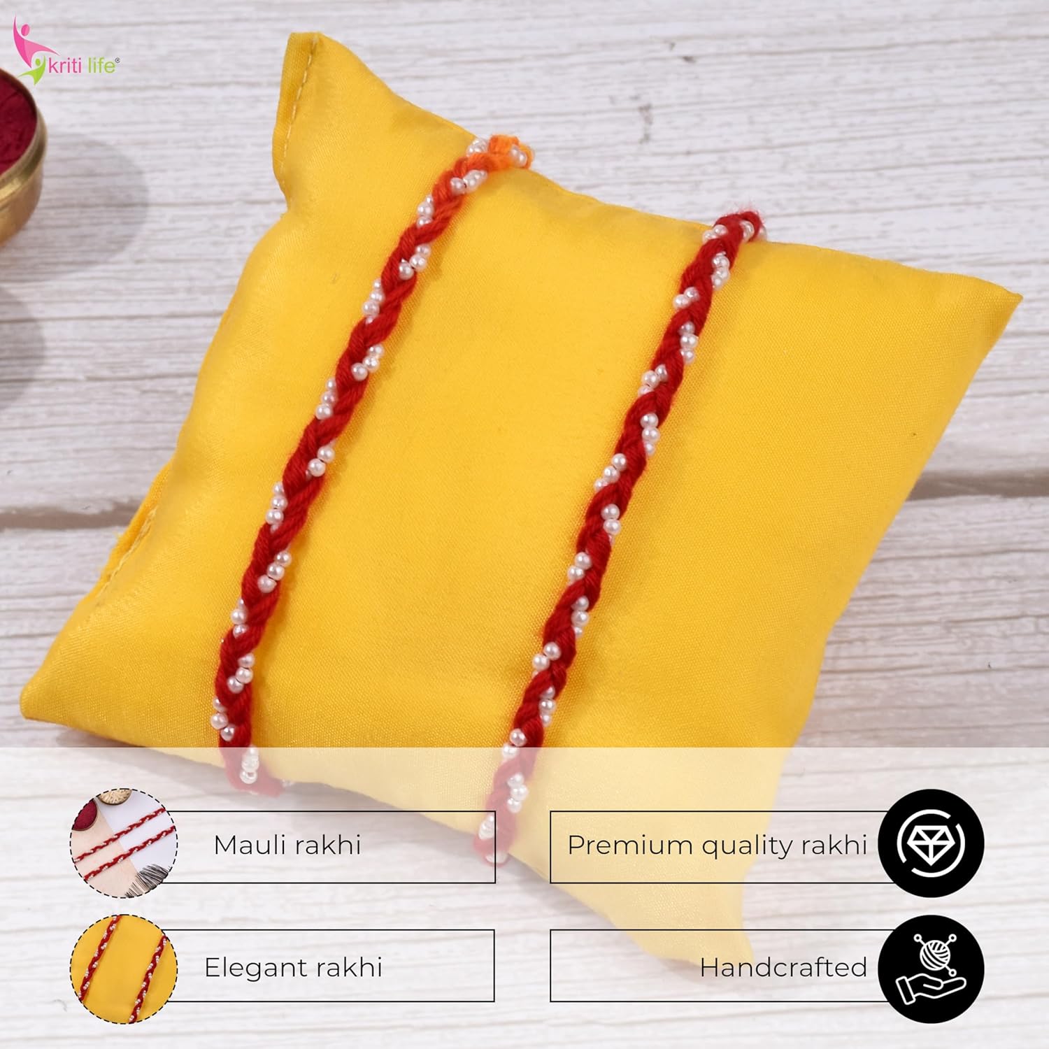 Kriti Life Mauli Thread Rakhi Set of Two for Brother, Sister, Kids| Dori, Dhaga, Bracelets Rakhi for Rakshabandhan - Image 5