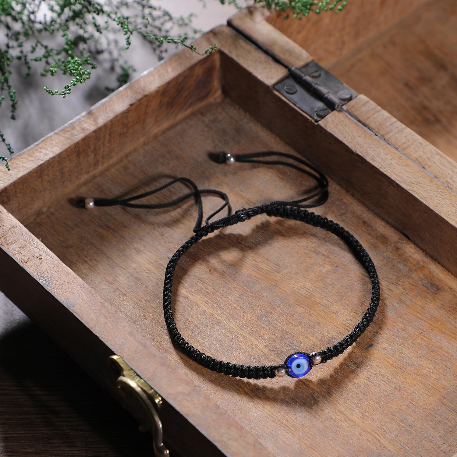 DHRUVS COLLECTION 925 Pure Silver Adjustable Black Thread Evil Eye Bracelet For Girls & Women - Image 4