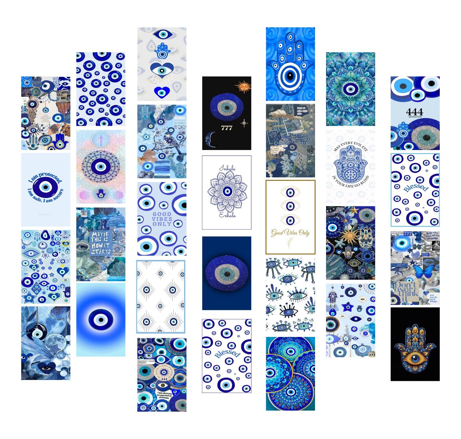 Hetshree Decor Evil Eye Aesthetic Peel-N-Stick Wall Collage Kit, Girl Room Decor, Dorm Decor, Photo Collage Kit, Wall Collage, 30 Piece Sticker Set, 4x6 inches - Image 2