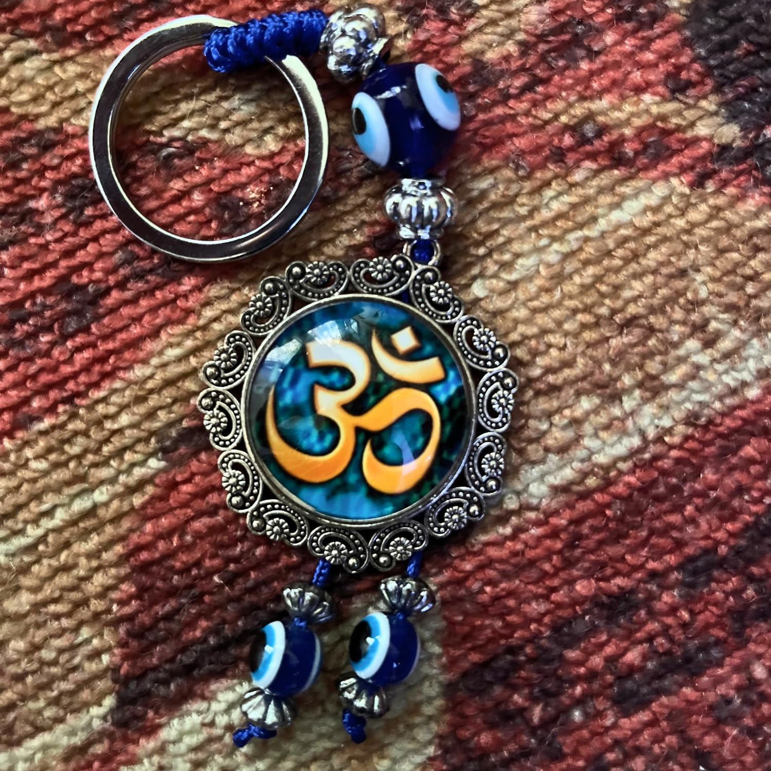 GJ Premium Turkish Evil Eye Keychain - Blue & Silver | Gender-Inclusive Design, Metal, Ideal Gift - Image 3