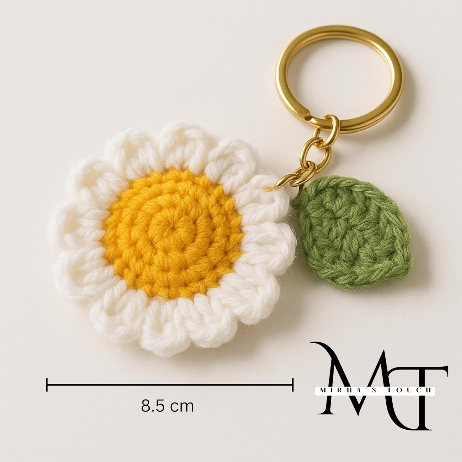 Mirha's Touch Hand Made Crochet Flower Keychain | Sunflower & Daisy Flower Crafted Keychain | Keychain For Bike, Car, Handbags - Image 6