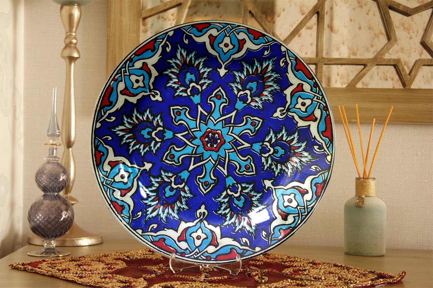 JIKRAA® Blue Turkish Ceramic Decorative Wall Plate | Wall Hanging | Decor for Living Room, Home, Office, Cafe, Restaurants and Hotel | Size-10 Inch - Image 4