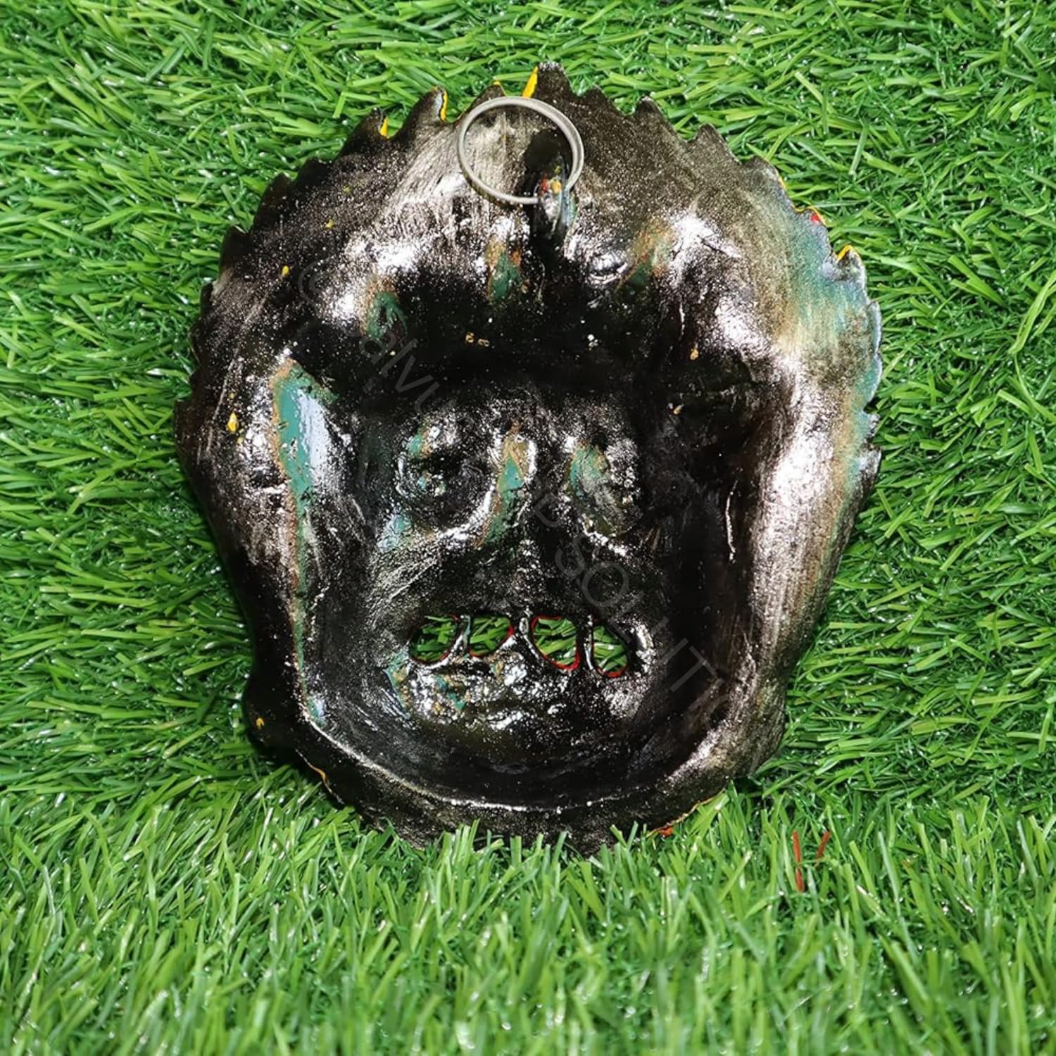Salvus APP SOLUTIONS Black Metal Wall Hanging Nazar Battu, Evil Eye Protector Nazar Suraksha Kawach for House, Children, Home, Office Decorative Showpiece - 16 cm (Metal, Black) - Image 6