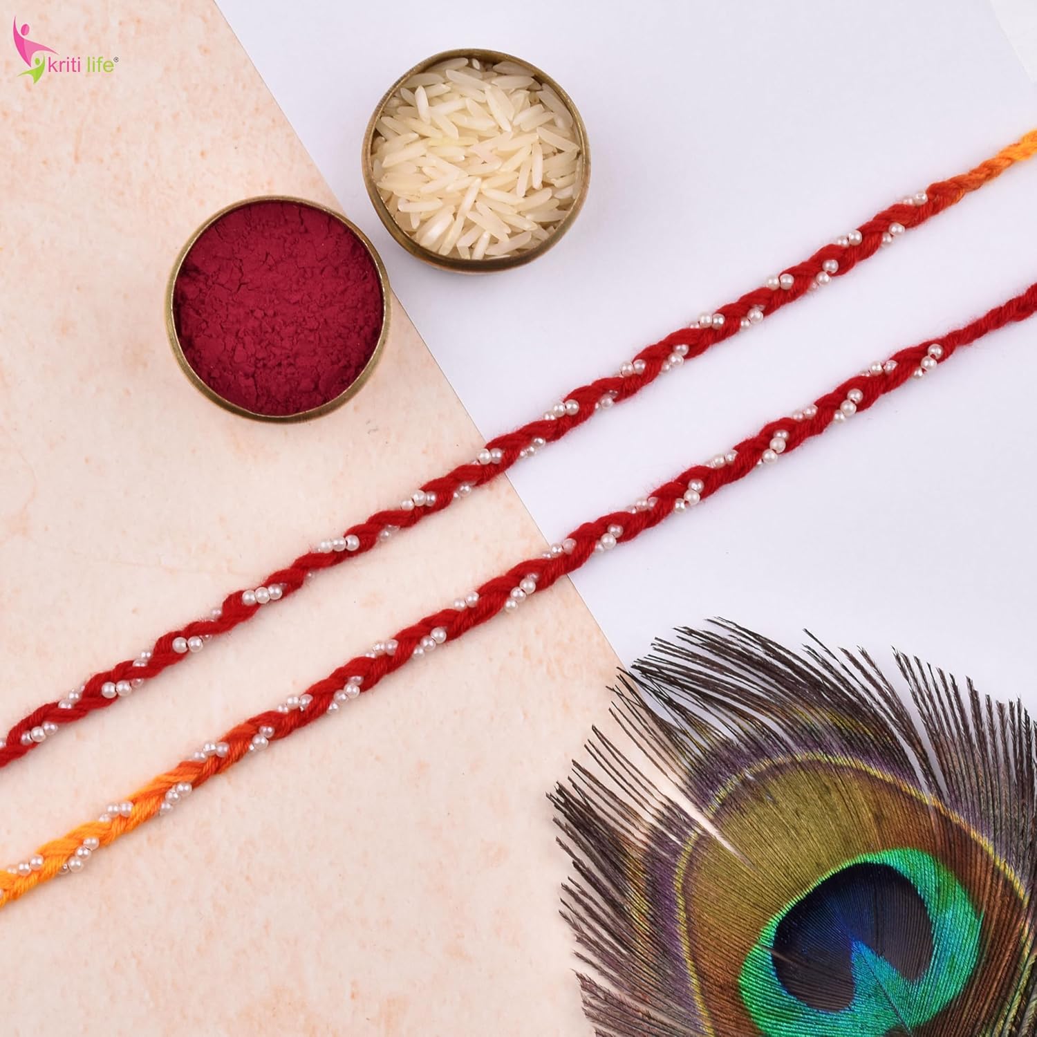 Kriti Life Mauli Thread Rakhi Set of Two for Brother, Sister, Kids| Dori, Dhaga, Bracelets Rakhi for Rakshabandhan - Image 4