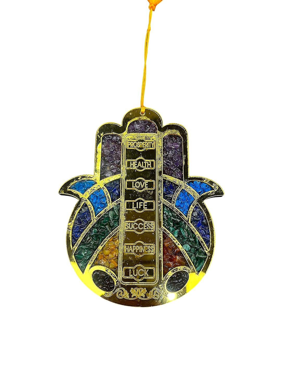 happiness hub Wooden Seven Chakra Hamsa Hand, Home Protection Charm, Decor, Charms, Turkish Nazar Decoration, Good Luck Charm, Wall Decor Amulet, Car Ornament - Image 4