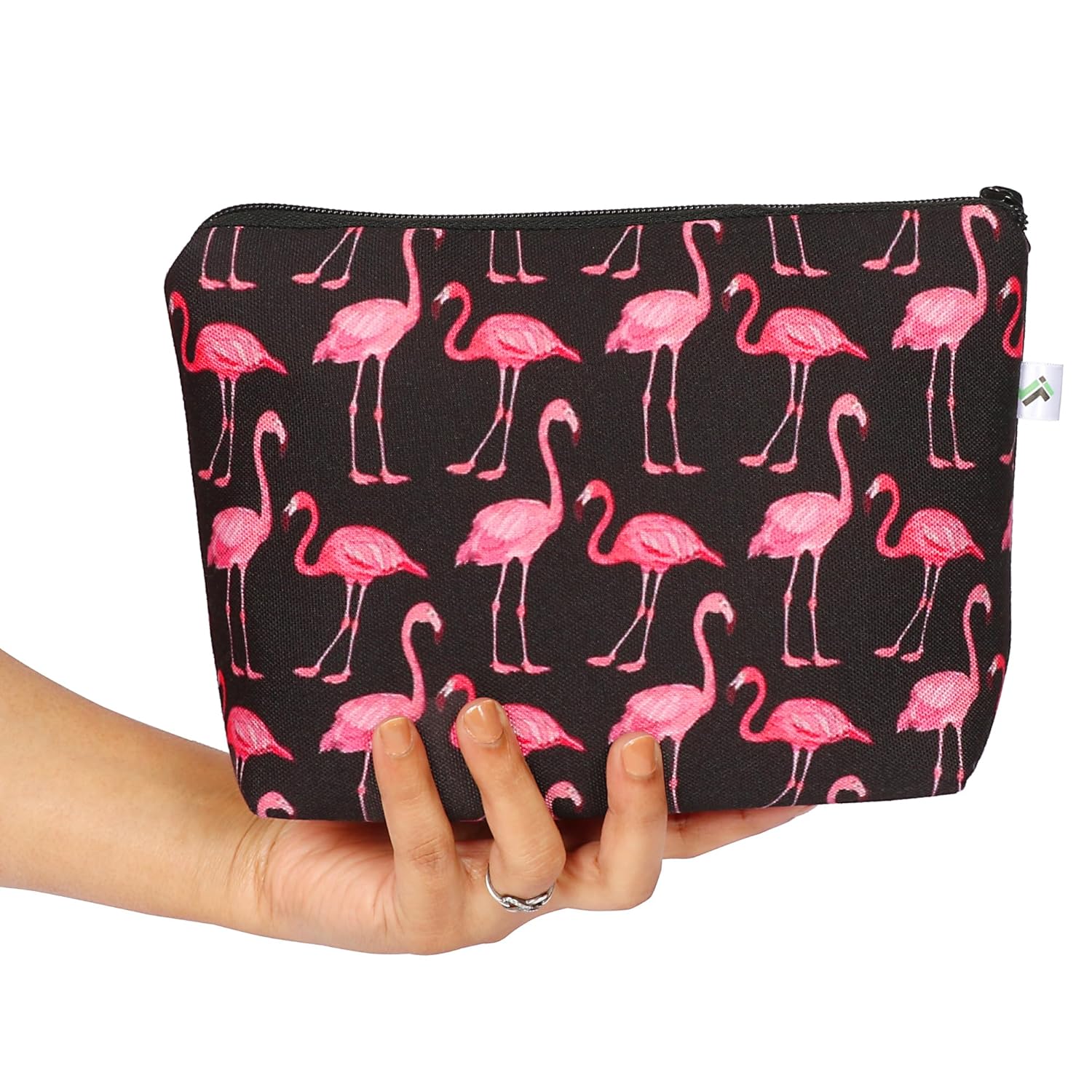 Jellify Black Flamingo Makeup Pouch for Girls Stylish & Compact Cosmetic Organizer for Travel & Daily Use - Image 6
