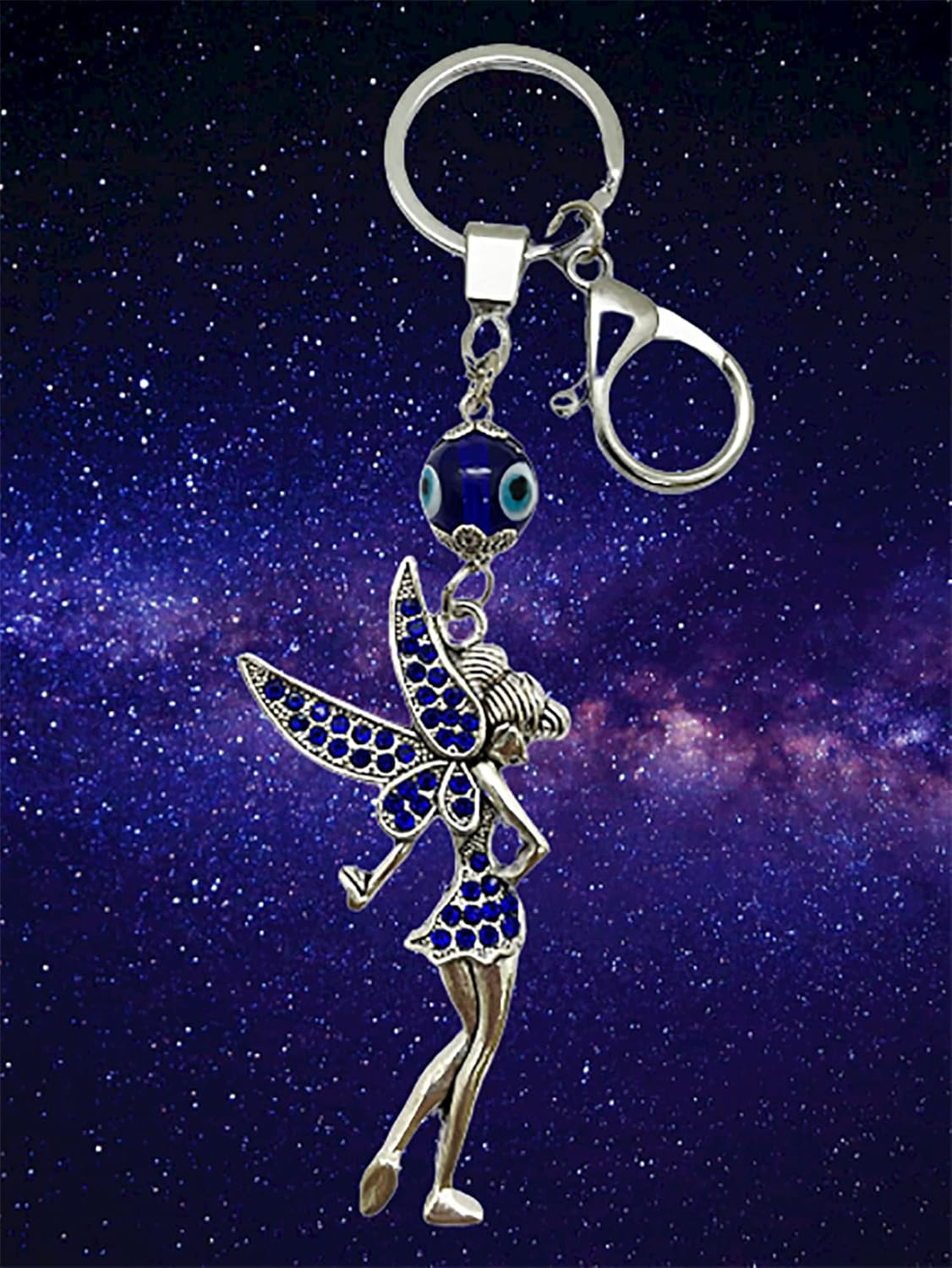 Natchcart Blue Evil Eye with Key Shape Keychain For Bike/Car Gifting With Key Ring Anti-Rust - Image 8