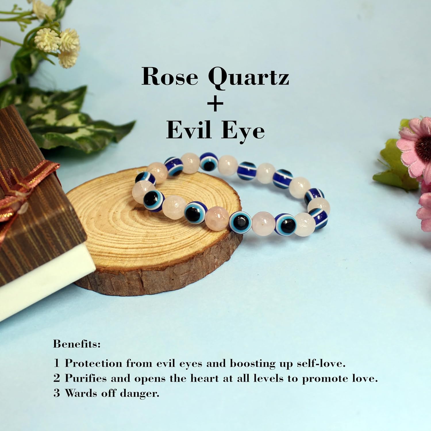 Gehena by Estele Stylish Evil Eye Charm Beaded Bracelet for Men & Women: Pink & Blue Evil Eye Beads Wristwear for Positivity & Protection |Stretchable Bracelet for Everyday Wear – OSAK008-IRPNBL BR - Image 6