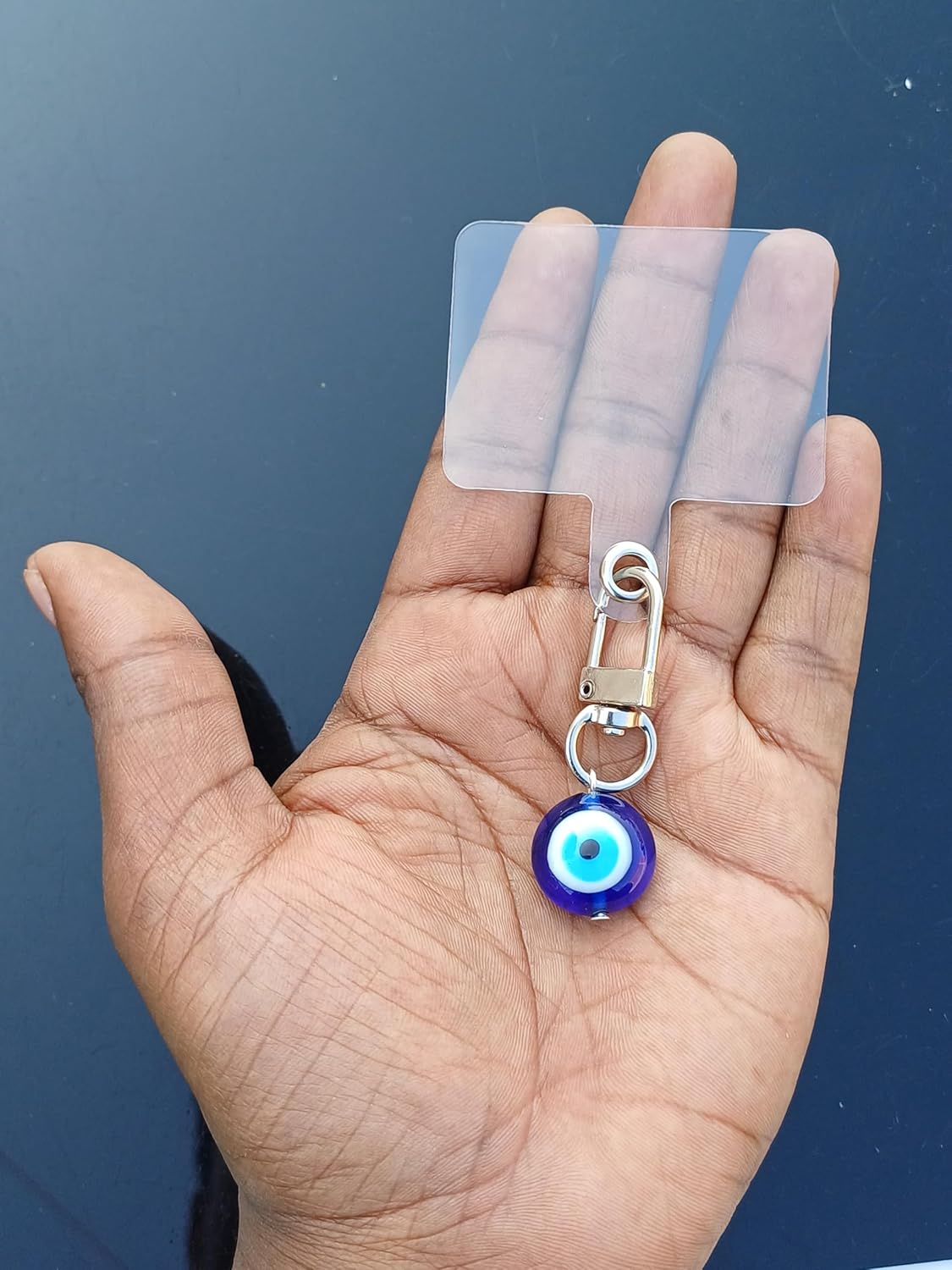 Evil Eye Mobile Phone Charm, Blue Glass Bead Keychain, Clear Phone Case Accessory - Image 9