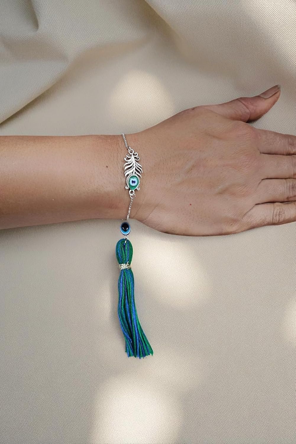 Mahi Crystals Syudded Lumba Rakhi for Bhabhi (PARAL1100712RPR) - Image 3