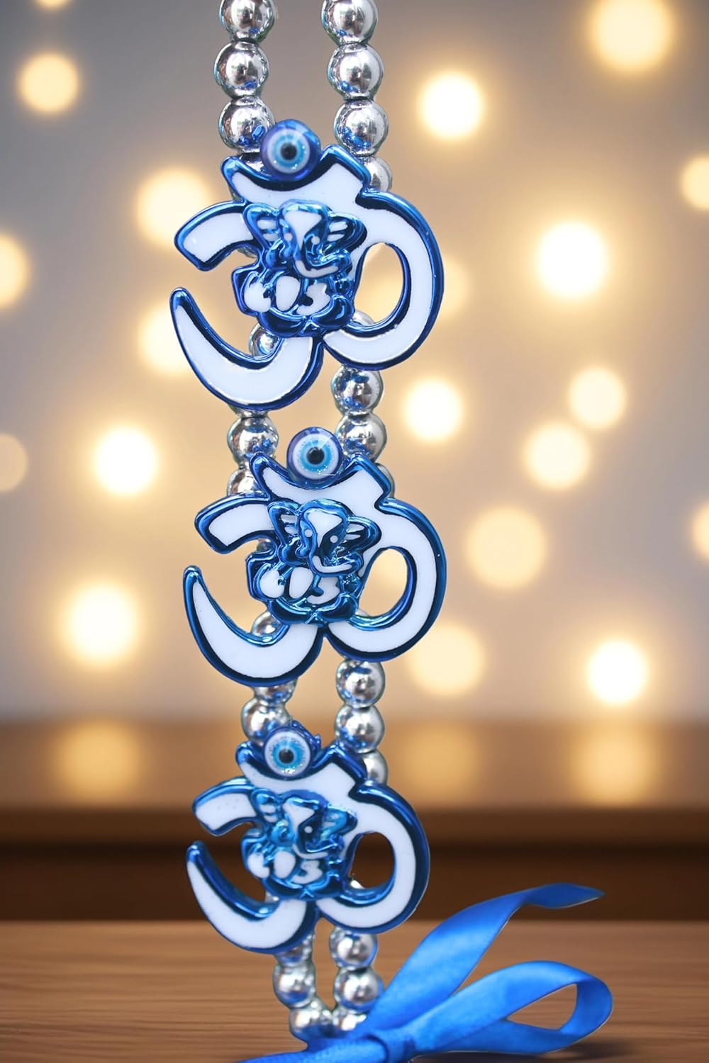 3K Threek Authentic Handcrafted Charm Traditional Pendant Turkish Triple OM Lord Ganesha Evil Eye Hanging Nazar battu Ornament Home Decor feng Shui for Office,Entrance and car Hanging (OM Ganesha) - Image 4