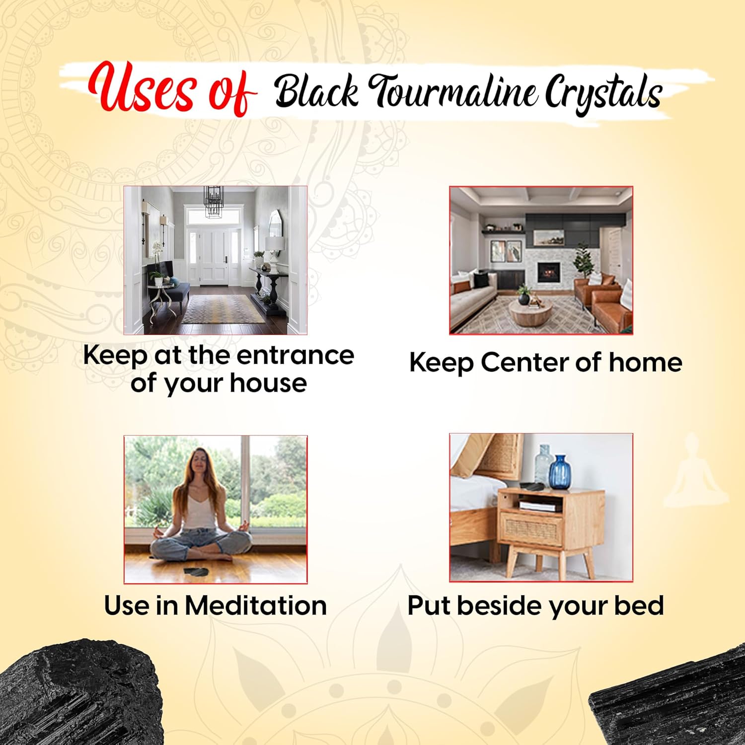 Original Black Tourmaline Stone Natural Crystal Rough Stone for Protection from Negative Energy, Nazar, Manifestation, Meditation, Vastu Correction and Reiki Healing – 2 Piece - Image 4