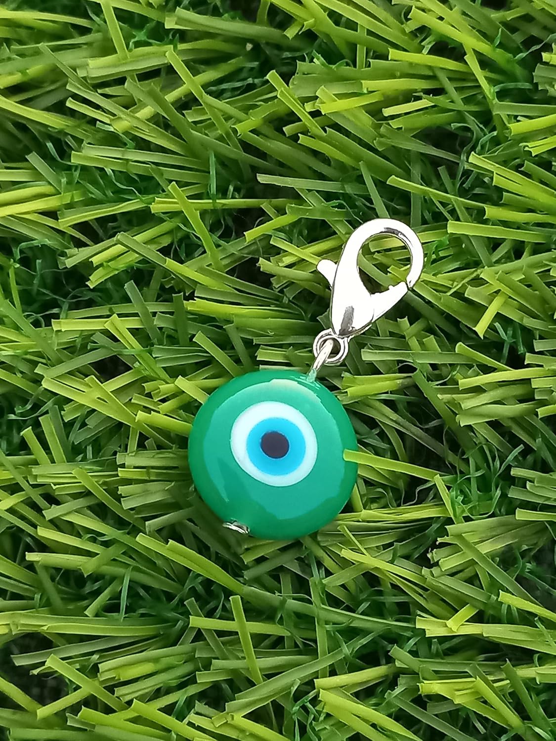 Evil eye charm, evil eye pendant charm, bag charm, purse charm, key charm, eye keyring, buggy charm, stroller charm, protection, nazar boncuk, dog tag, good luck evil eye charm (Sea Green) - Image 8