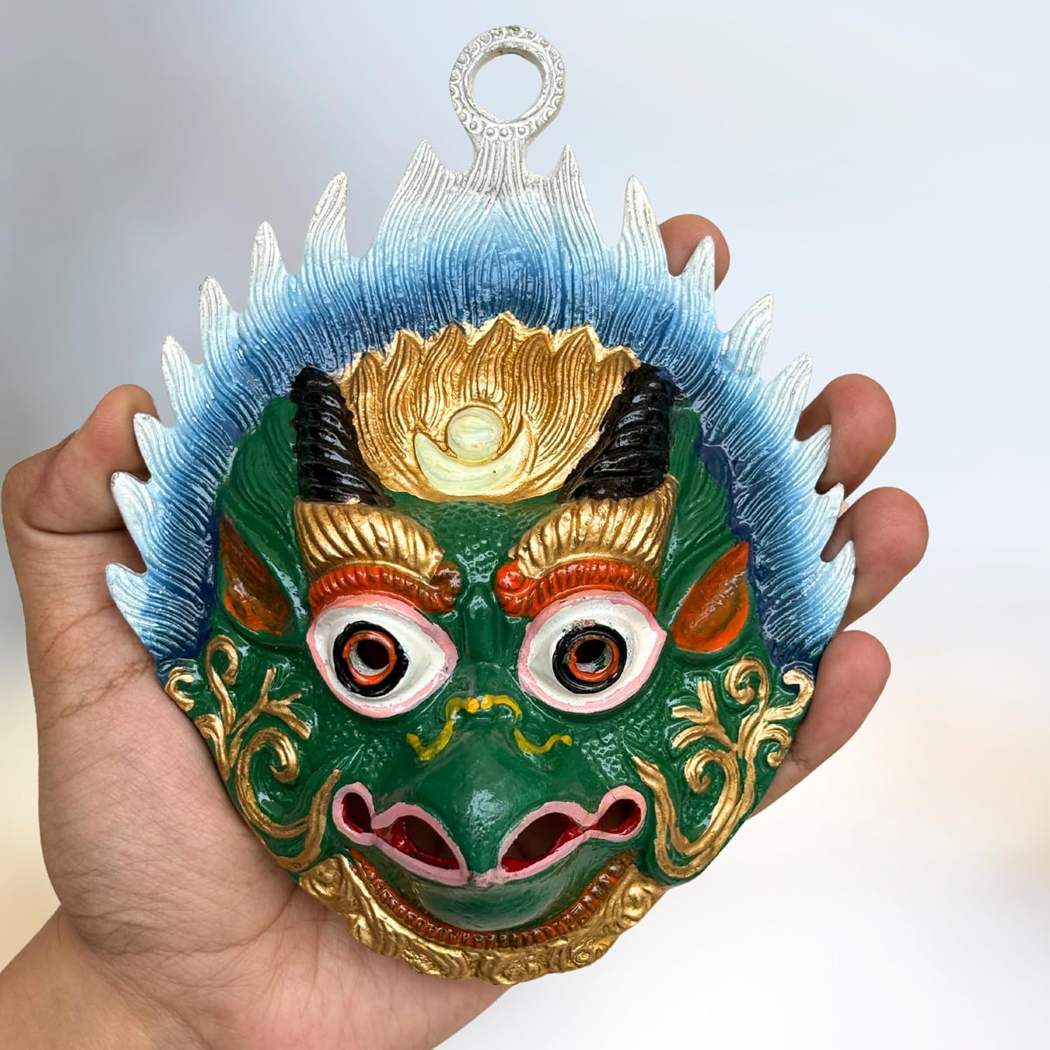 Salvus APP SOLUTIONS Metal Garuda Wall Hanging Nazar Battu/Evil Eye Protector for Home, Office and Shop (Green_6x5 Inches) - Image 2