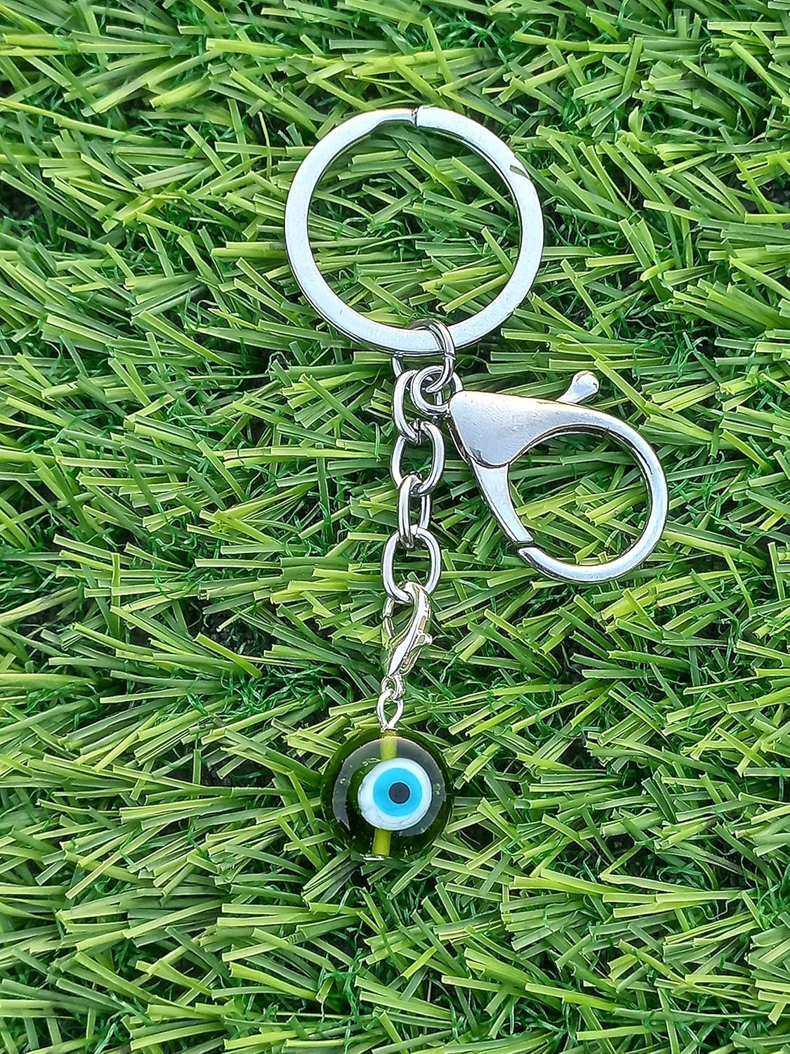 Evil eye charm, evil eye pendant charm, bag charm, purse charm, key charm, eye keyring, buggy charm, stroller charm, protection, nazar boncuk, dog tag, good luck evil eye charm (Trans Green) - Image 6