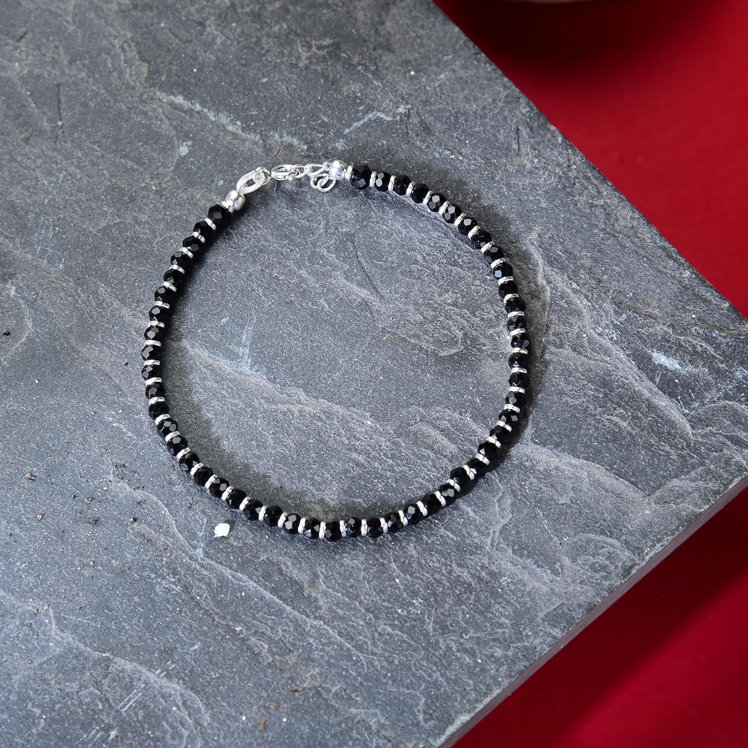 DHRUVS COLLECTION Exclusive 925 Sterling Silver Nazariya Bracelet With Black & Silver Beads for Boys, Men, Girls And Women - 8 Inches - Image 5