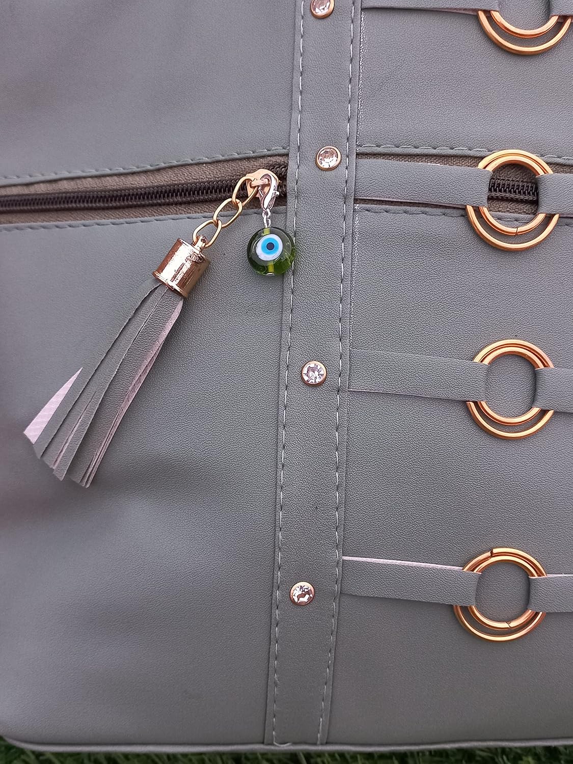Evil eye charm, evil eye pendant charm, bag charm, purse charm, key charm, eye keyring, buggy charm, stroller charm, protection, nazar boncuk, dog tag, good luck evil eye charm (Trans Green) - Image 9