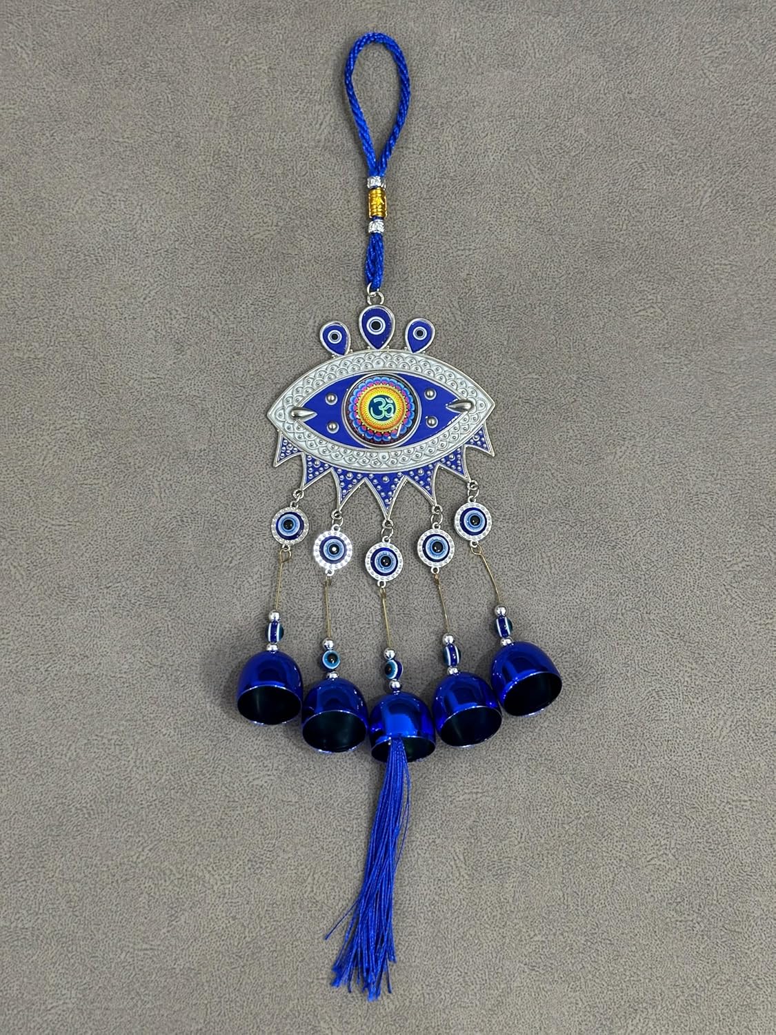 Blue Glass Beads Evil Eye Wall Hanging – 30 cm | Handmade Protection Amulet for Home & Office | Turkish Nazar Hanging for Positive Energy & Good Luck | Spiritual Decor Gift - Image 2