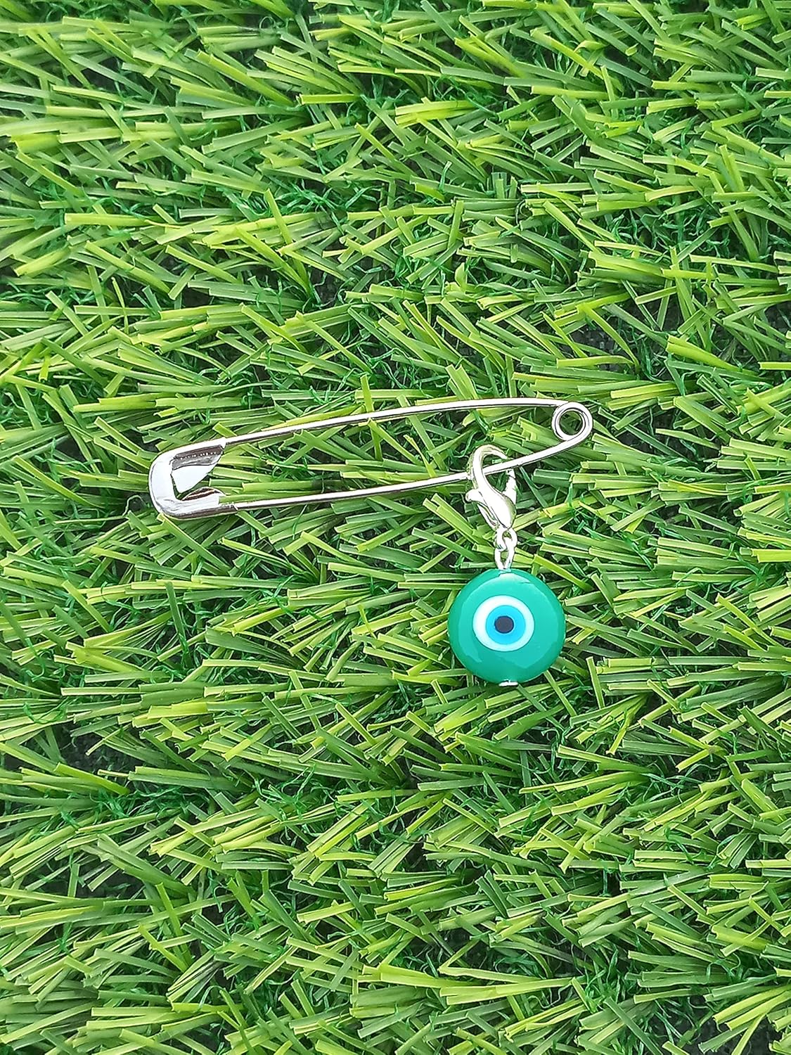 Evil eye charm, evil eye pendant charm, bag charm, purse charm, key charm, eye keyring, buggy charm, stroller charm, protection, nazar boncuk, dog tag, good luck evil eye charm (Sea Green) - Image 5