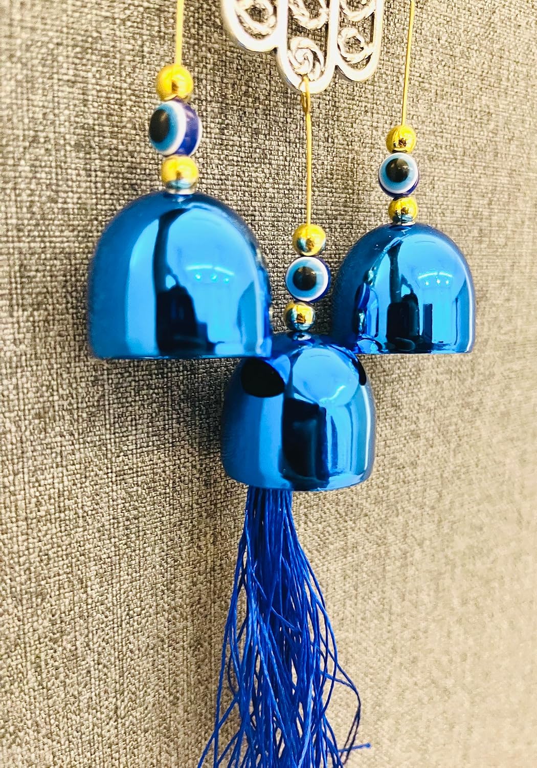 WS Evil Eye Wind Chime 3 Bells for Home & Office - Brings Positive Vibes & Removes Negative Energy | Evil Eye Wall Hanging | Evil Eye Wind Chime | Evil Eye 3 Bells - Image 4