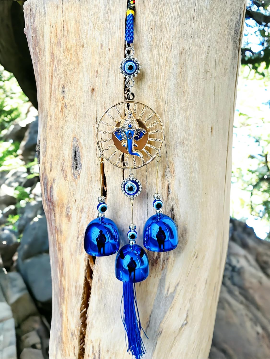 WS Evil Eye Wind Chime With 3 Bells for Home & Office - Brings Positive Vibes & Removes Negative Energy | Wall Hanging (Ganesh Ji) - Image 3