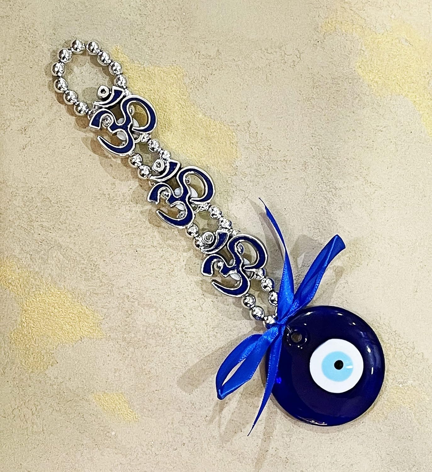 Natchcart Decorative Blue Set of 1 Three Om Turkish Evil Eye Hanging for Home Protection, Good Luck Charm and Prosperity, Interior Wall Hanging Showpiece (FS-2654 Evil Eye) - Image 4