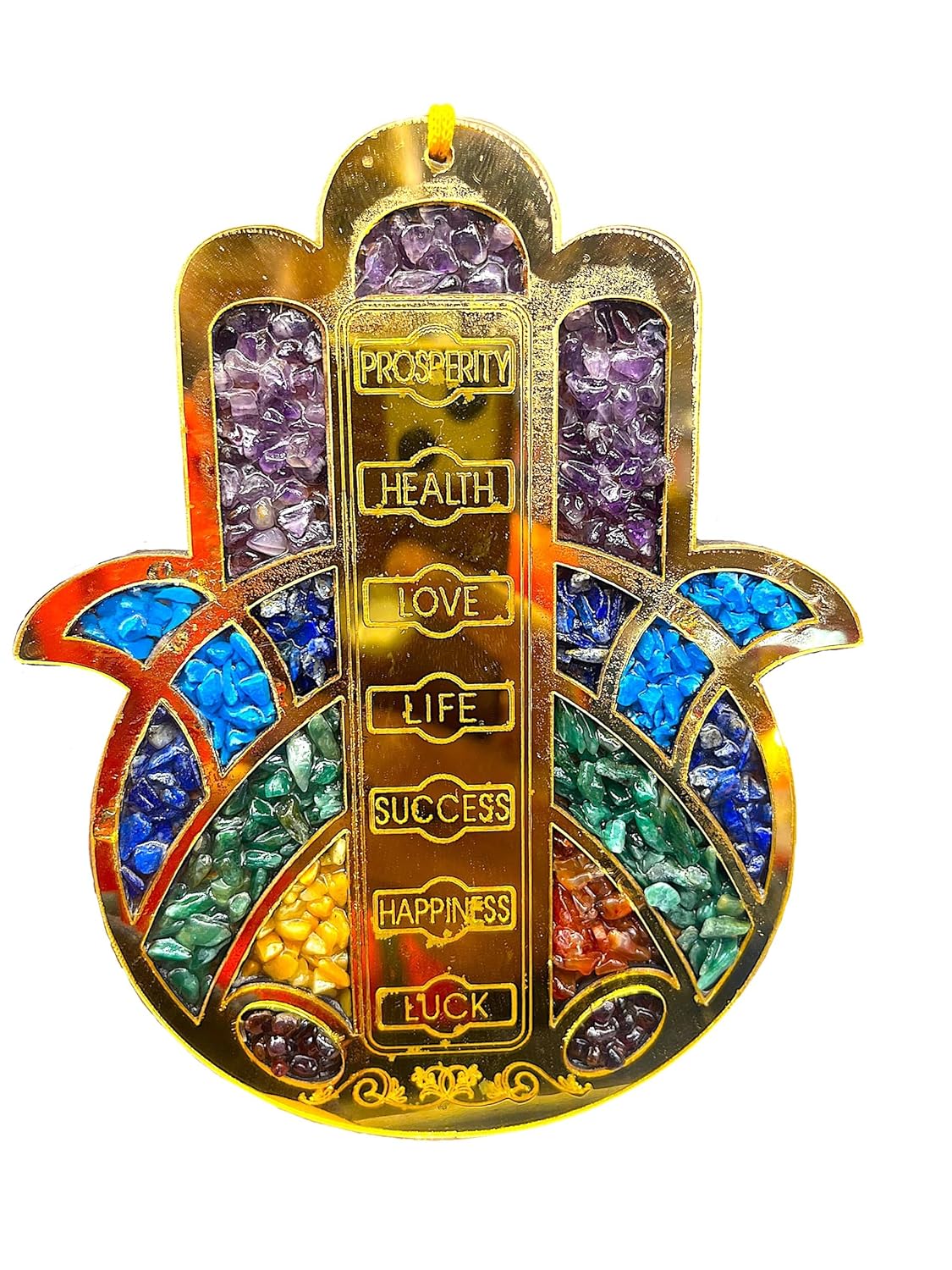 happiness hub Wooden Seven Chakra Hamsa Hand, Home Protection Charm, Decor, Charms, Turkish Nazar Decoration, Good Luck Charm, Wall Decor Amulet, Car Ornament - Image 2