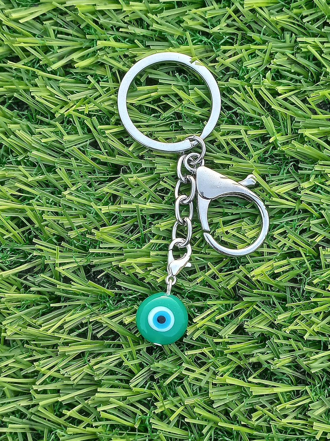 Evil eye charm, evil eye pendant charm, bag charm, purse charm, key charm, eye keyring, buggy charm, stroller charm, protection, nazar boncuk, dog tag, good luck evil eye charm (Sea Green) - Image 6