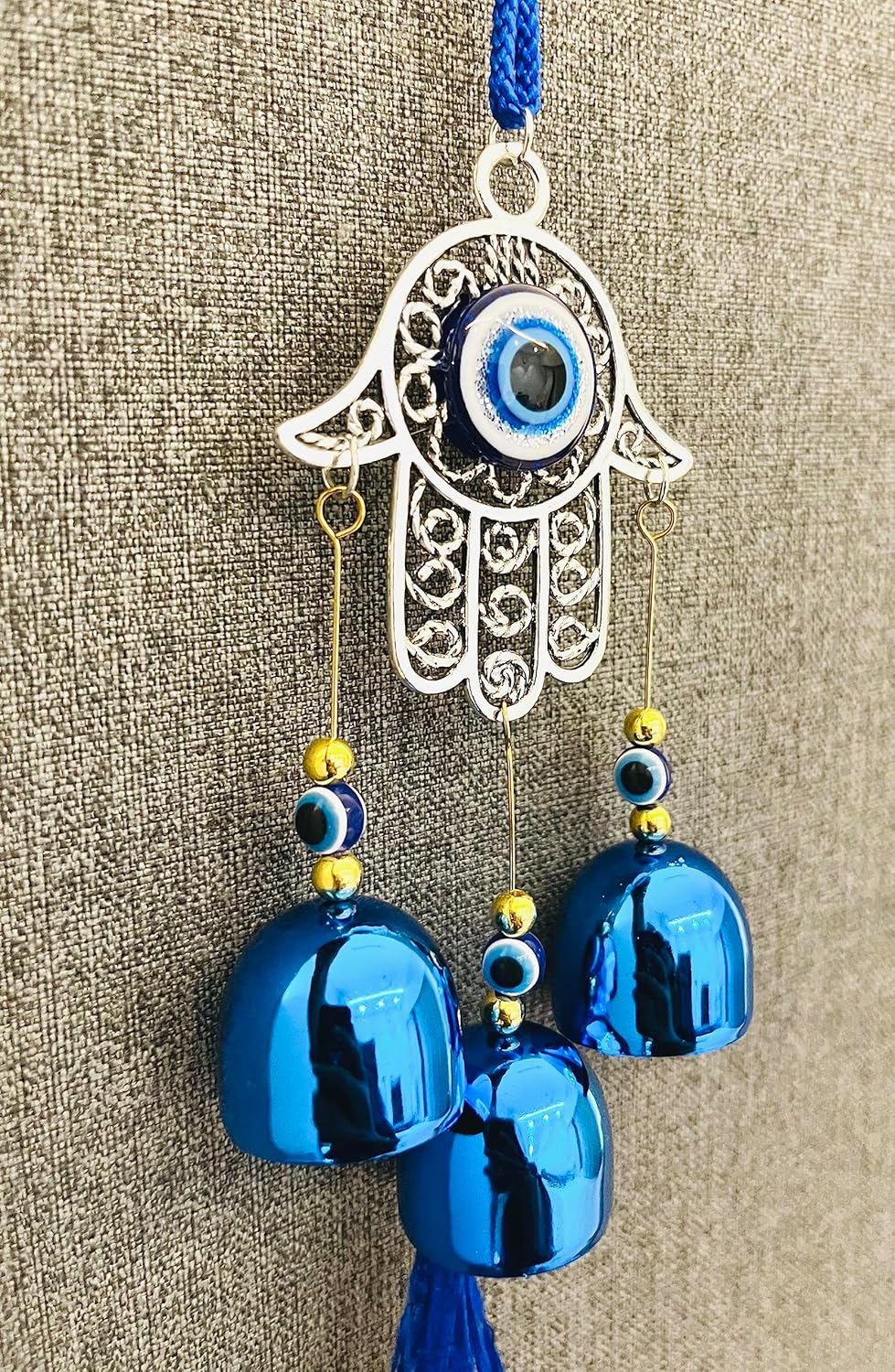 WS Evil Eye Wind Chime 3 Bells for Home & Office - Brings Positive Vibes & Removes Negative Energy | Evil Eye Wall Hanging | Evil Eye Wind Chime | Evil Eye 3 Bells - Image 6