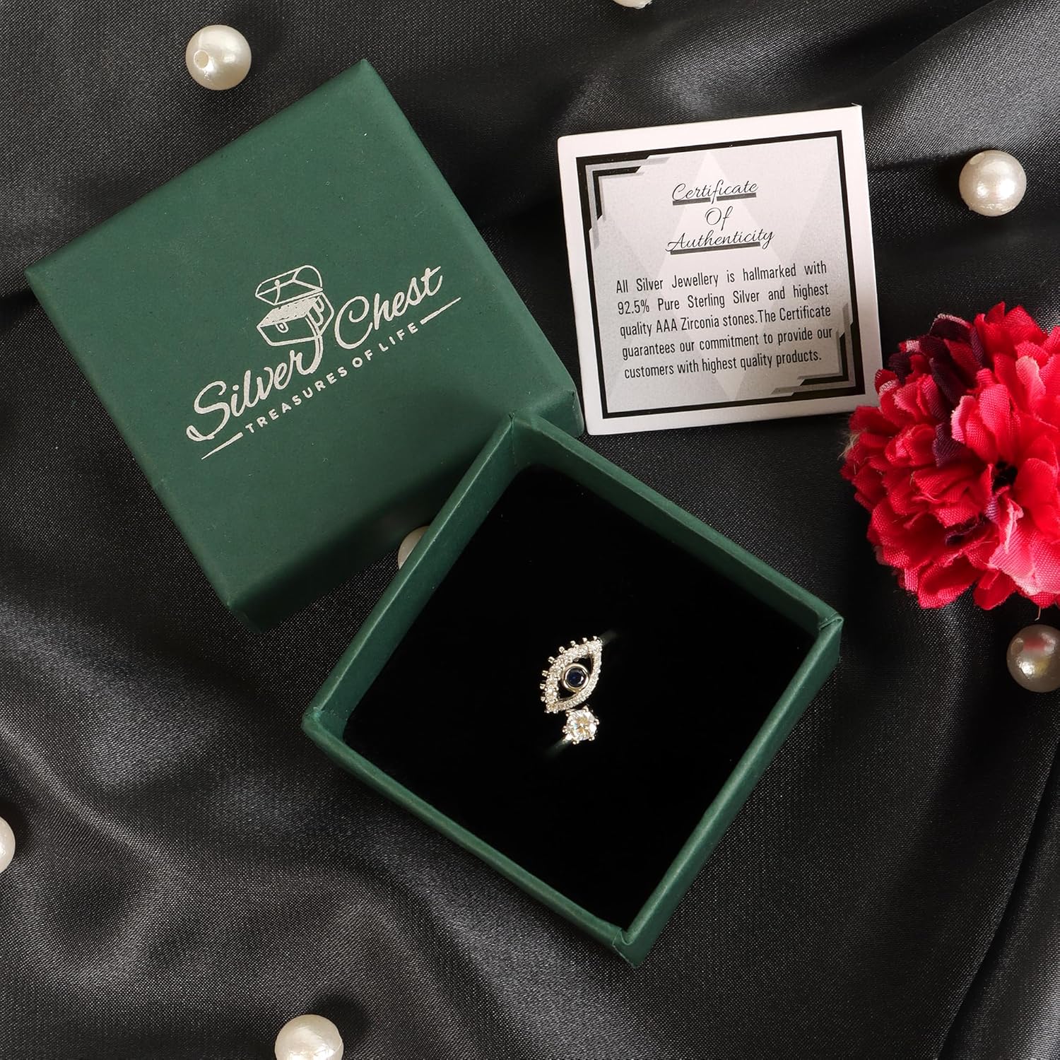 Silver Chest 925 Sterling Silver Ring for Women & Girls | Featuring Cubic Zirconia | Authenticity Certified | Elegant design perfect for any occasion a timeless addition to your jewelry collectio - Image 5