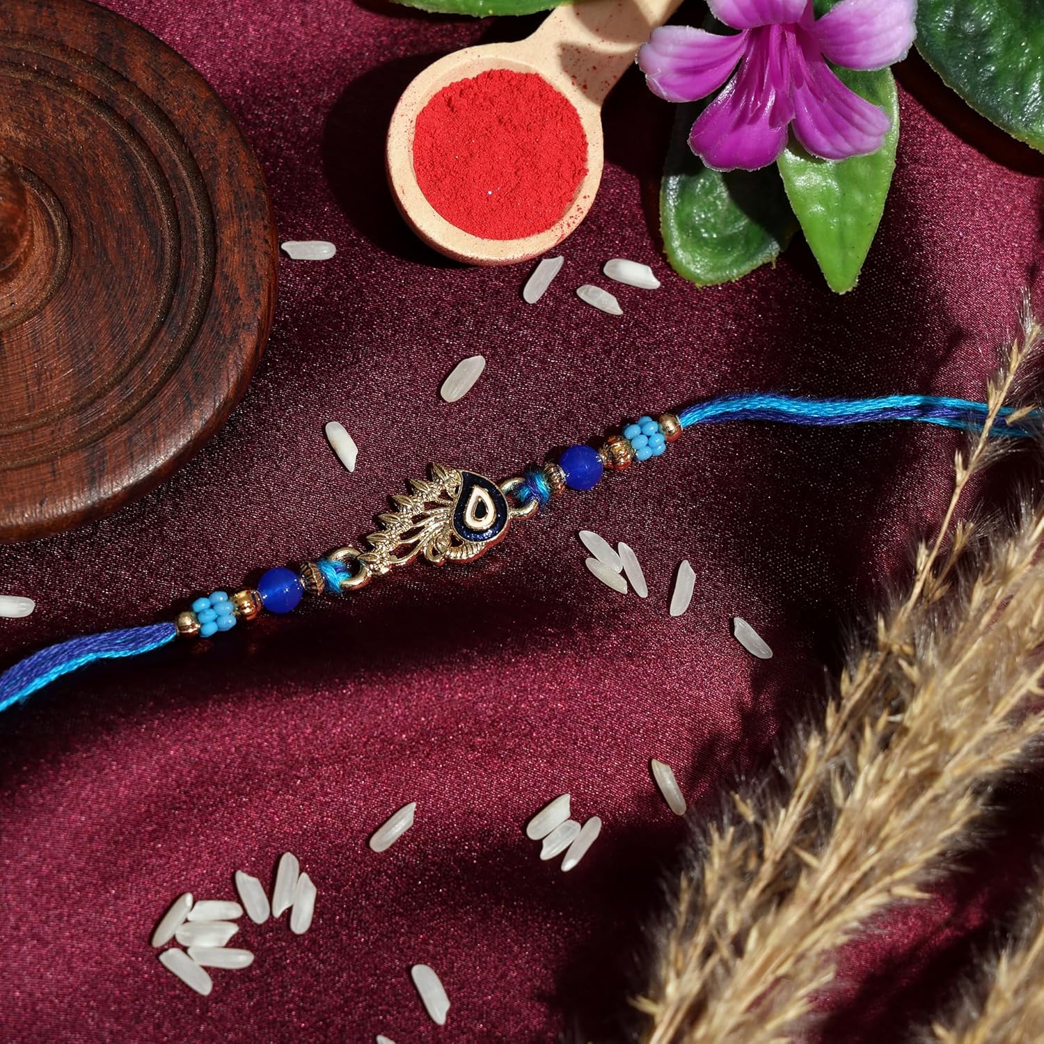 Riddhika Ventures Evil Eye Rakhi Protect From Negative Energy and ill intentions (Set of 2) with Roli Chawal, Greeting Card and and One Motivational Keychain (K18K19K) - Image 8