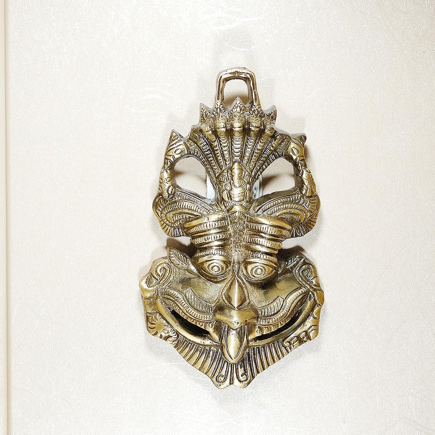 DreamKraft Wall Hanging Metal Face Mask Nazar Battu Evil Eye Protector - Wall Mounted Nazar Suraksha Kawach for Home & Office Entrance (Grey, 16.5 x 3 x 9.5 CM) - Image 5