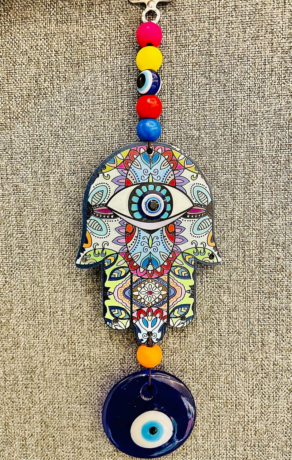 Ceramic Ws Hand Design Evil Eye Hanging For Home Or Office For Positive Energy | Bad Energy Protector | Give Protection Good Luck Positivity Prosperity | Home Decor (20X6 Cm),Blue - Image 3