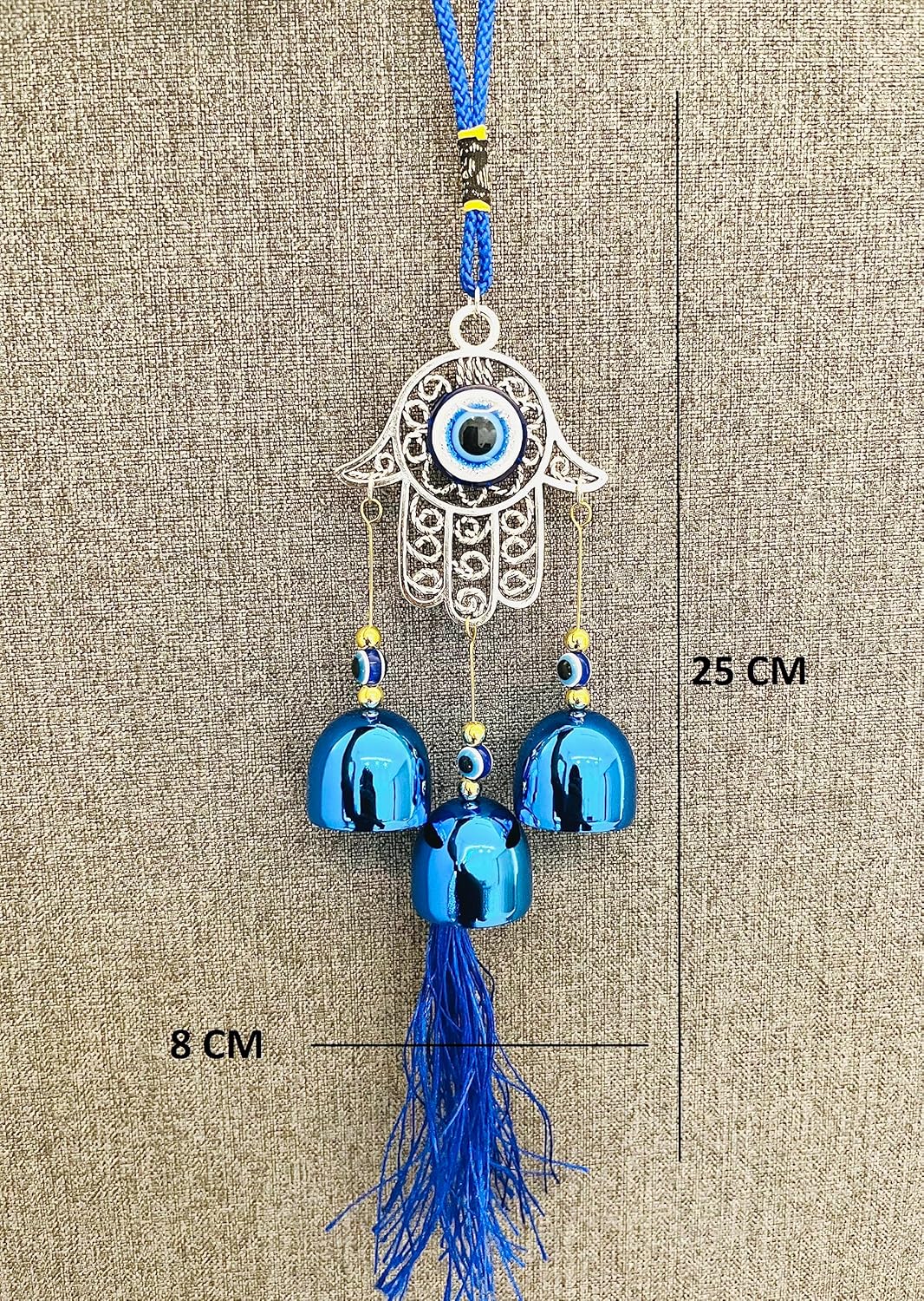 WS Evil Eye Wind Chime 3 Bells for Home & Office - Brings Positive Vibes & Removes Negative Energy | Evil Eye Wall Hanging | Evil Eye Wind Chime | Evil Eye 3 Bells - Image 5