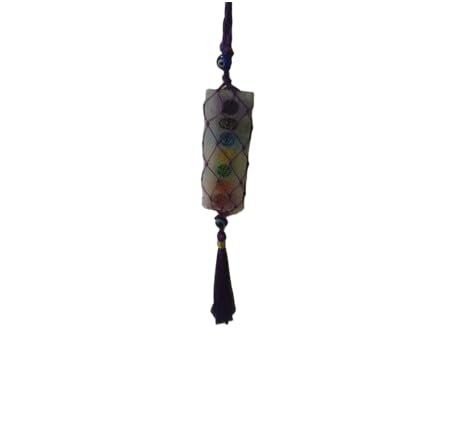 Selenite Evil Eye Hanging Crystal for Car & Home Décor – Chakra Symbols & Energy Protection Selenite Showpiece - Image 2