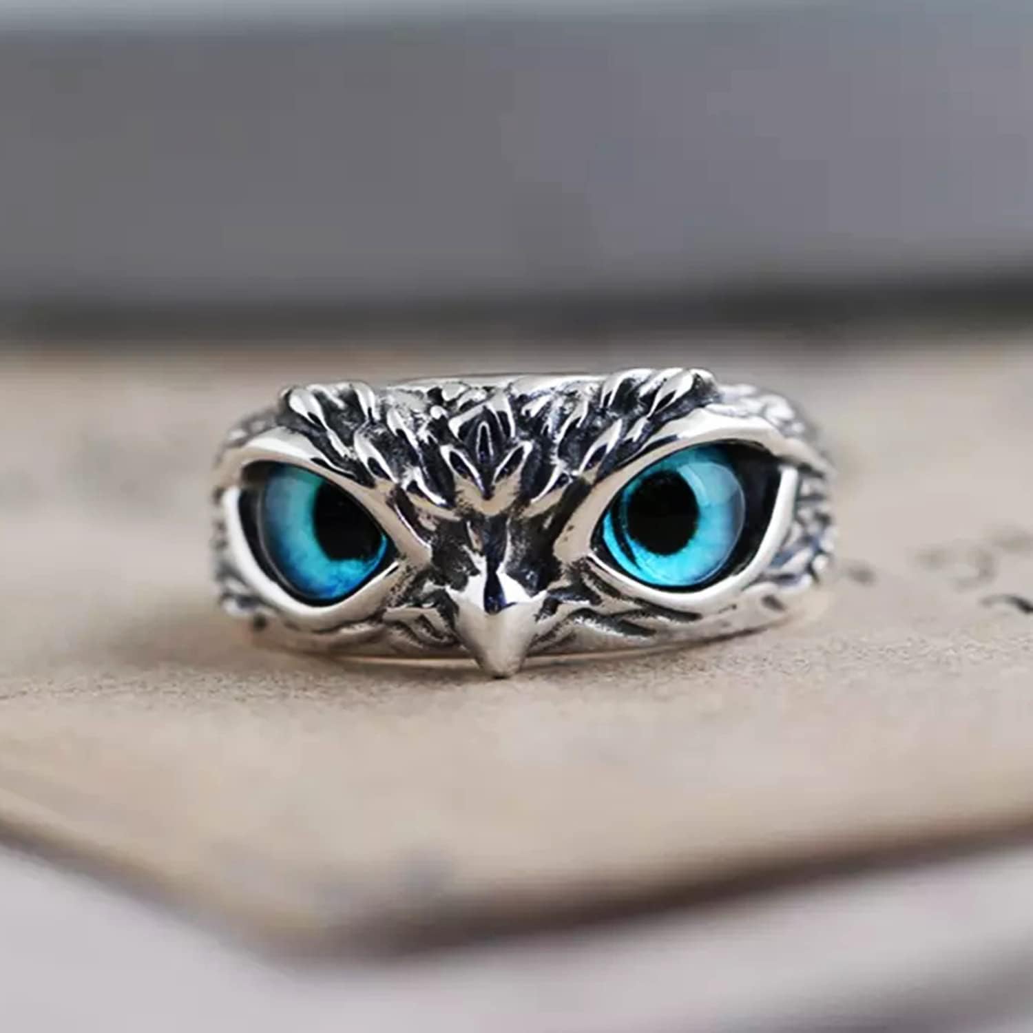 SONI DESIGNS Owl Eye Ring for Men Women girls boys boyfriend Adjustable Evil Eye Owl Ring Owl Ring Open Animal Rings Statement Finger Ring - Image 4