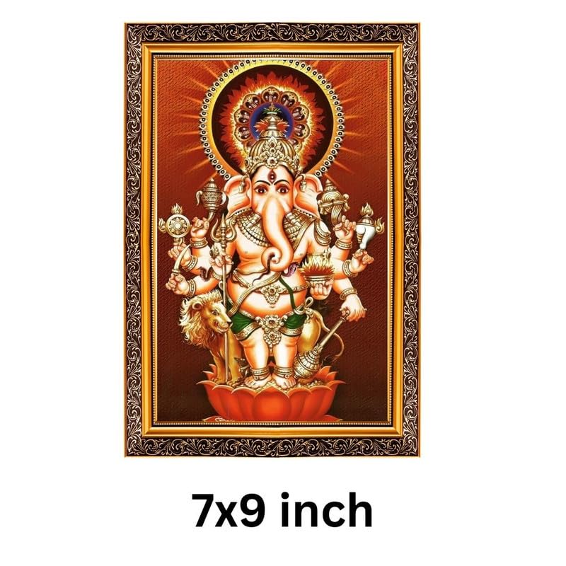 KISAN Farm Lord Ganesha Ganpati Ji Drishti Nazar Photo Frame For Wall/Table/Pooja Room (Acrylic Sheet) Golden-7x9-Q&J-16 - Image 4