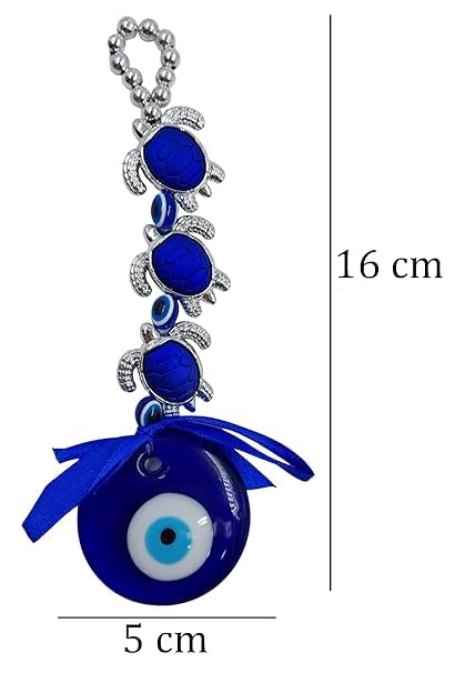 FAIRY FIRST Evil Eye Hanging for Home Om Nazar Battu for Home Protection, Good Luck Charm and Prosperity at Office and Home (Blue Tortoise) (Pack of 1) - Image 3