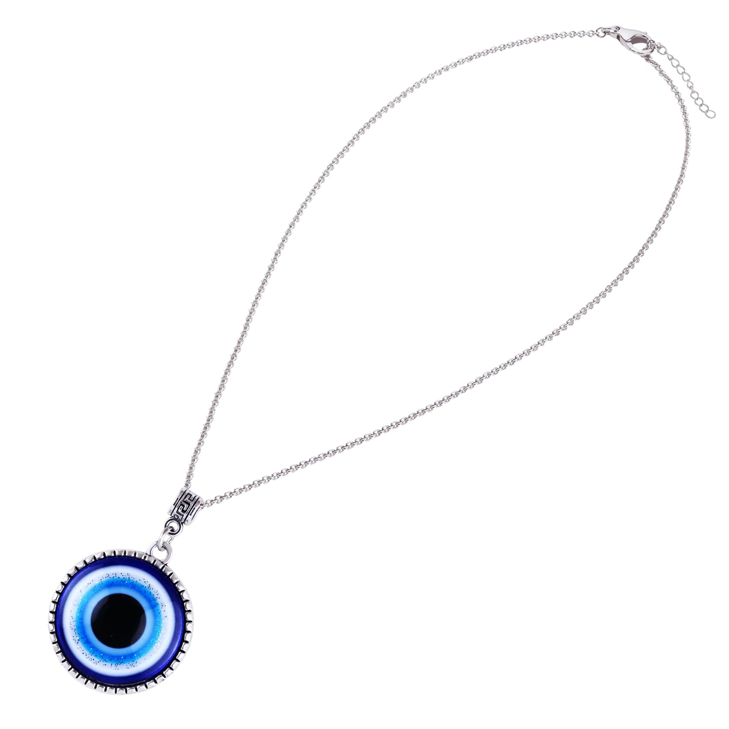 Amaal Evil eye Chain Pendant for Men Black Silver Necklace for Boys Mens boyfriend gents Boy girls Women Unisex Stainless Steel platinum Chains Locket Valentine Titanium Stylish Pendant-A413 - Image 4