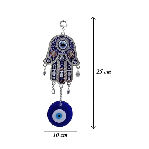 All in ONE WAREHOSUE Hamsa Hand Evil Eye: Enhance Health & Success for Your Home or Office Decorative Showpiece - 25 cm (Metal, Blue) - Image 3