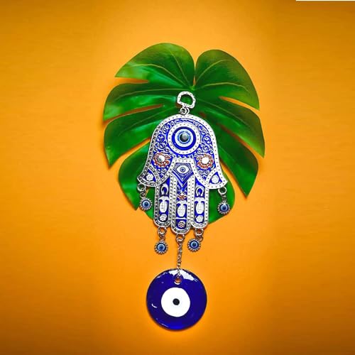 All in ONE WAREHOSUE Hamsa Hand Evil Eye: Enhance Health & Success for Your Home or Office Decorative Showpiece - 25 cm (Metal, Blue) - Image 4
