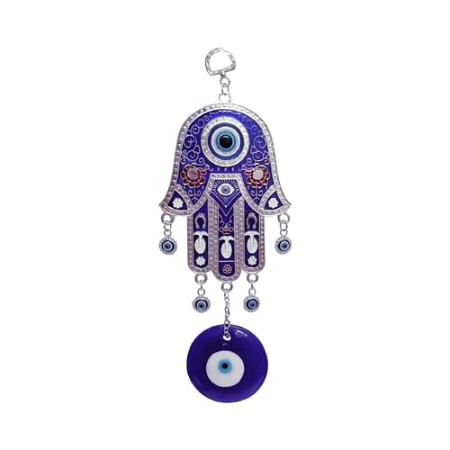 All in ONE WAREHOSUE Hamsa Hand Evil Eye: Enhance Health & Success for Your Home or Office Decorative Showpiece - 25 cm (Metal, Blue) - Image 5