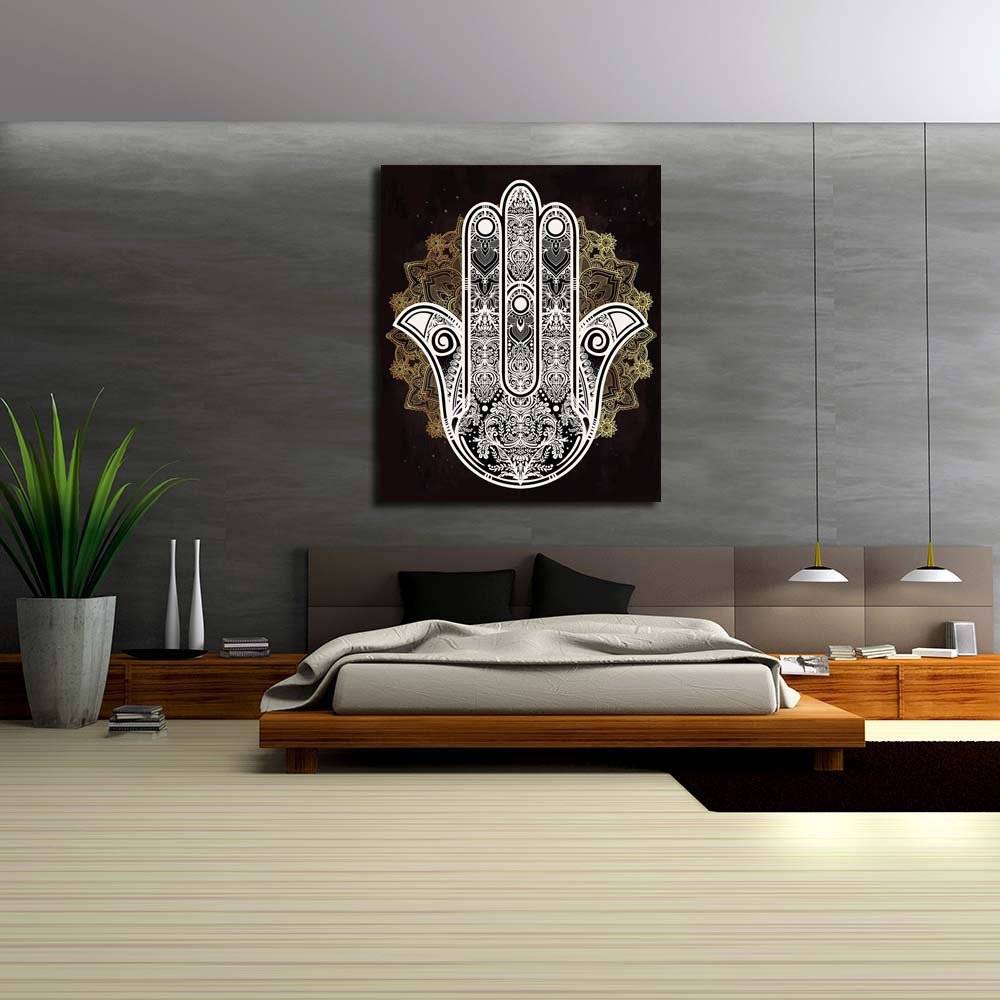 Pitaara Box Hamsa Hand Of Fatima Arabic Jewish Cultures D3 | Unframed Canvas Painting for Bedroom & Living Room | 28 x 33.6 inch (71 x 85 cms) - Image 5