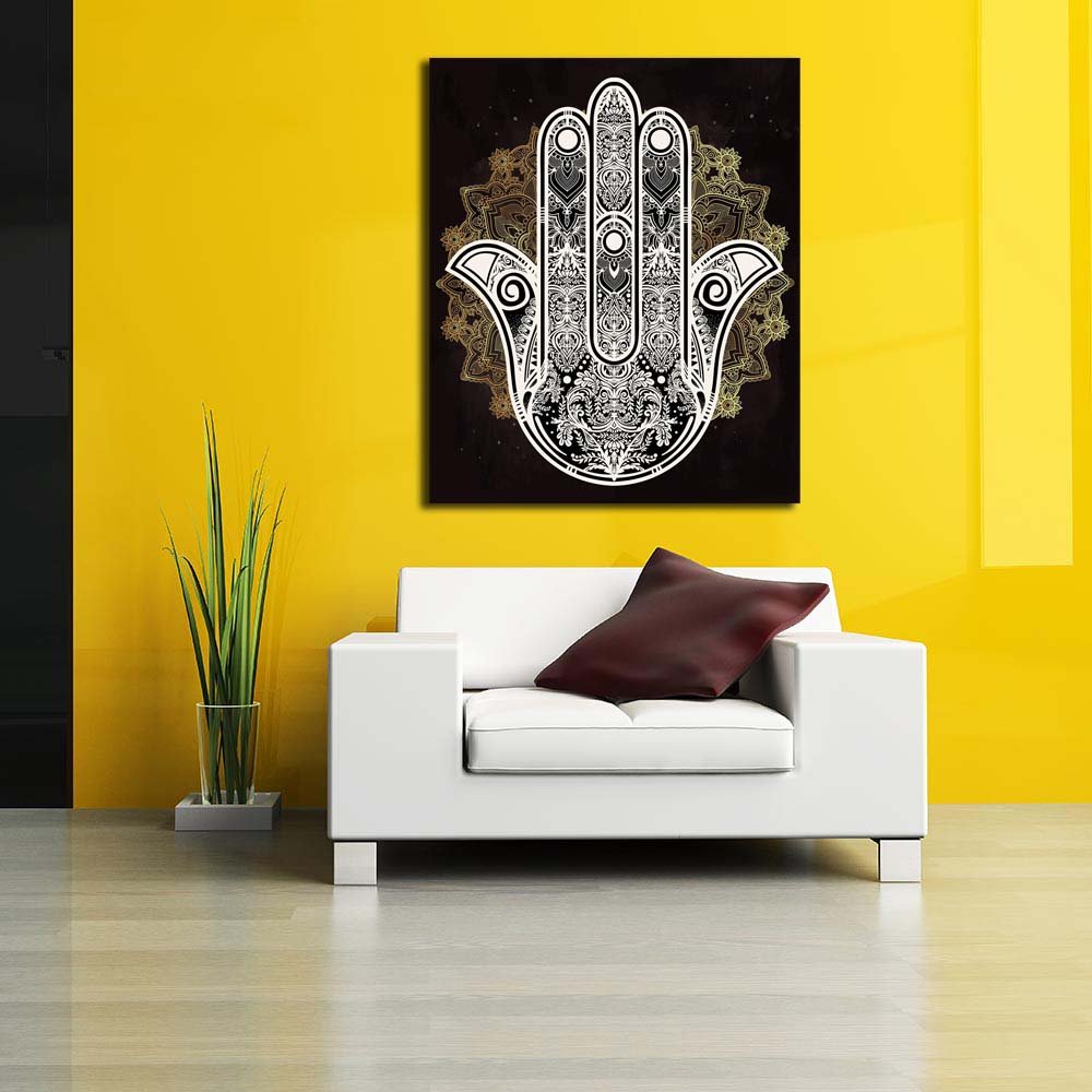 Pitaara Box Hamsa Hand Of Fatima Arabic Jewish Cultures D3 | Unframed Canvas Painting for Bedroom & Living Room | 28 x 33.6 inch (71 x 85 cms) - Image 6