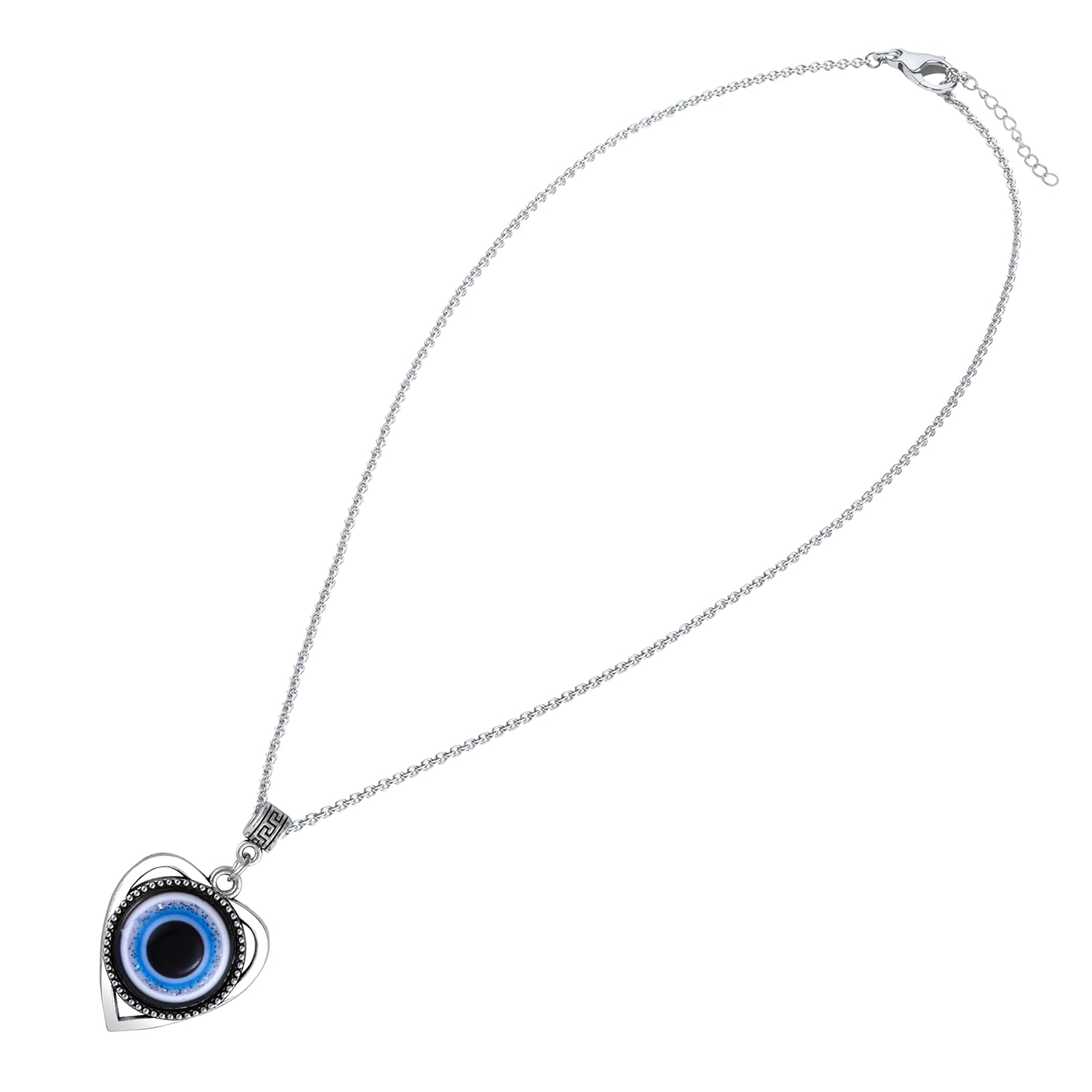 MEENAZ Evil eye Chain Pendant for Men Black Silver Boys Mens boyfriend gents Boy girls Women Unisex Stainless Steel platinum silver Necklace Chains Locket Valentine Titanium Stylish Pendant-410 - Image 4