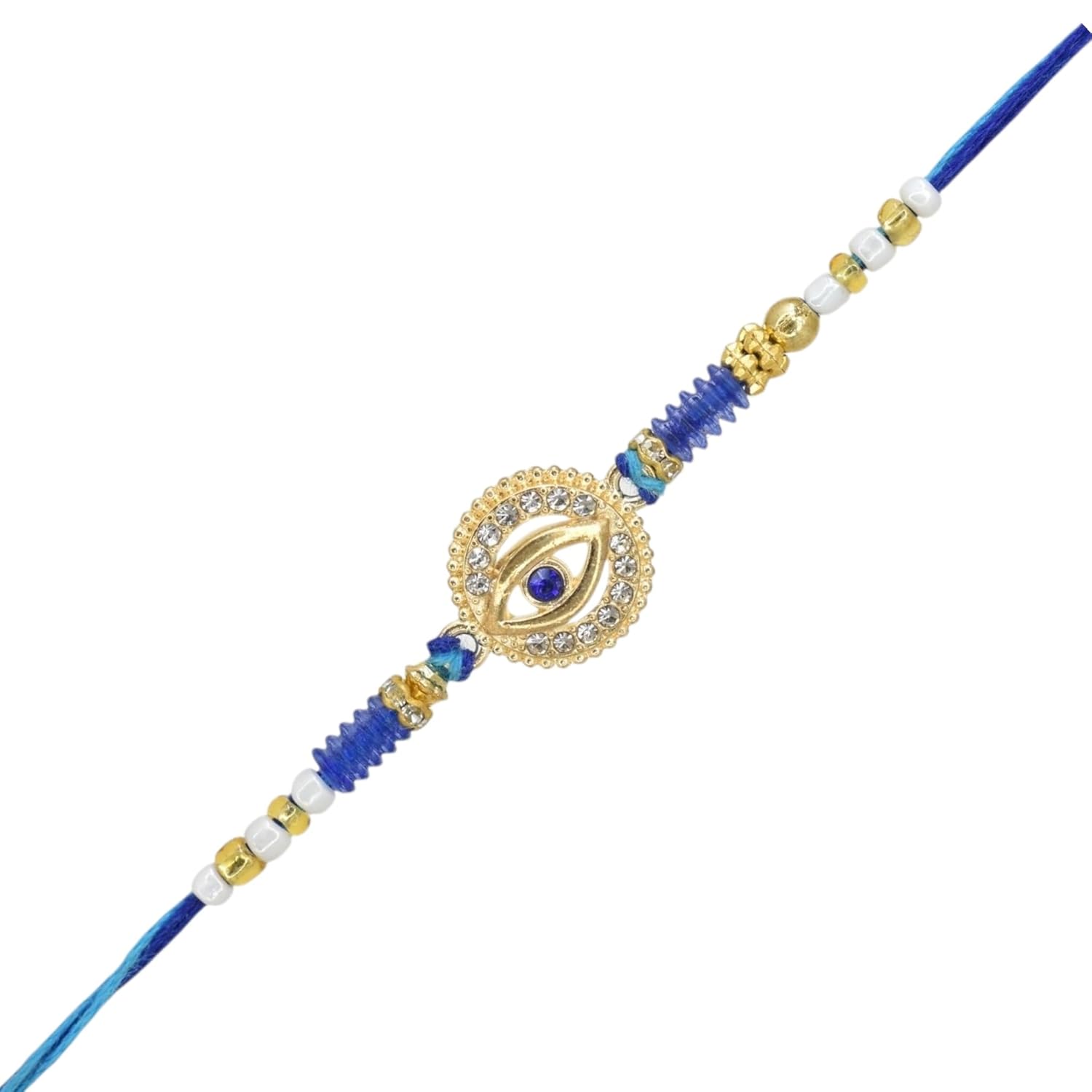 Meira Jewellery Evil Eye Set of 2 Rakhi, Premium Blue Beaded Cotton Thread Combo Pack Bracelet Type Kids Rakhi for Brother with Chocolate Gift Hamper, Roli Chawal and Rakshabandhan Greeting Card-02 - Image 4